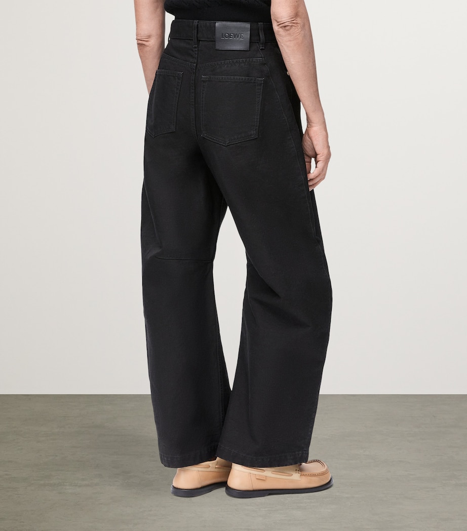 Patch-Detail Barrel Jeans BLACK Image 4