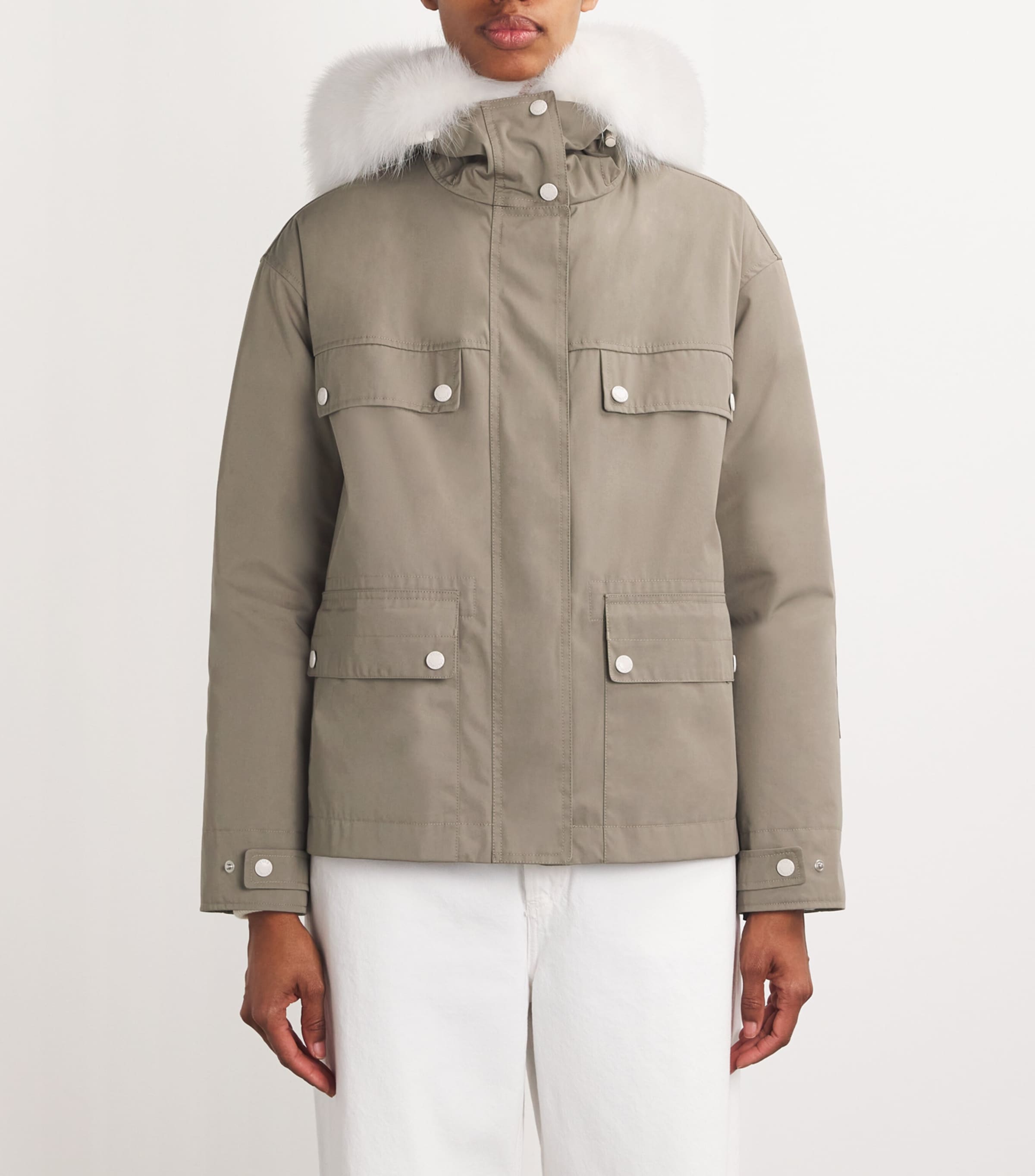 Canvas Fur-Trim Parka Jacket B3018 Image 3