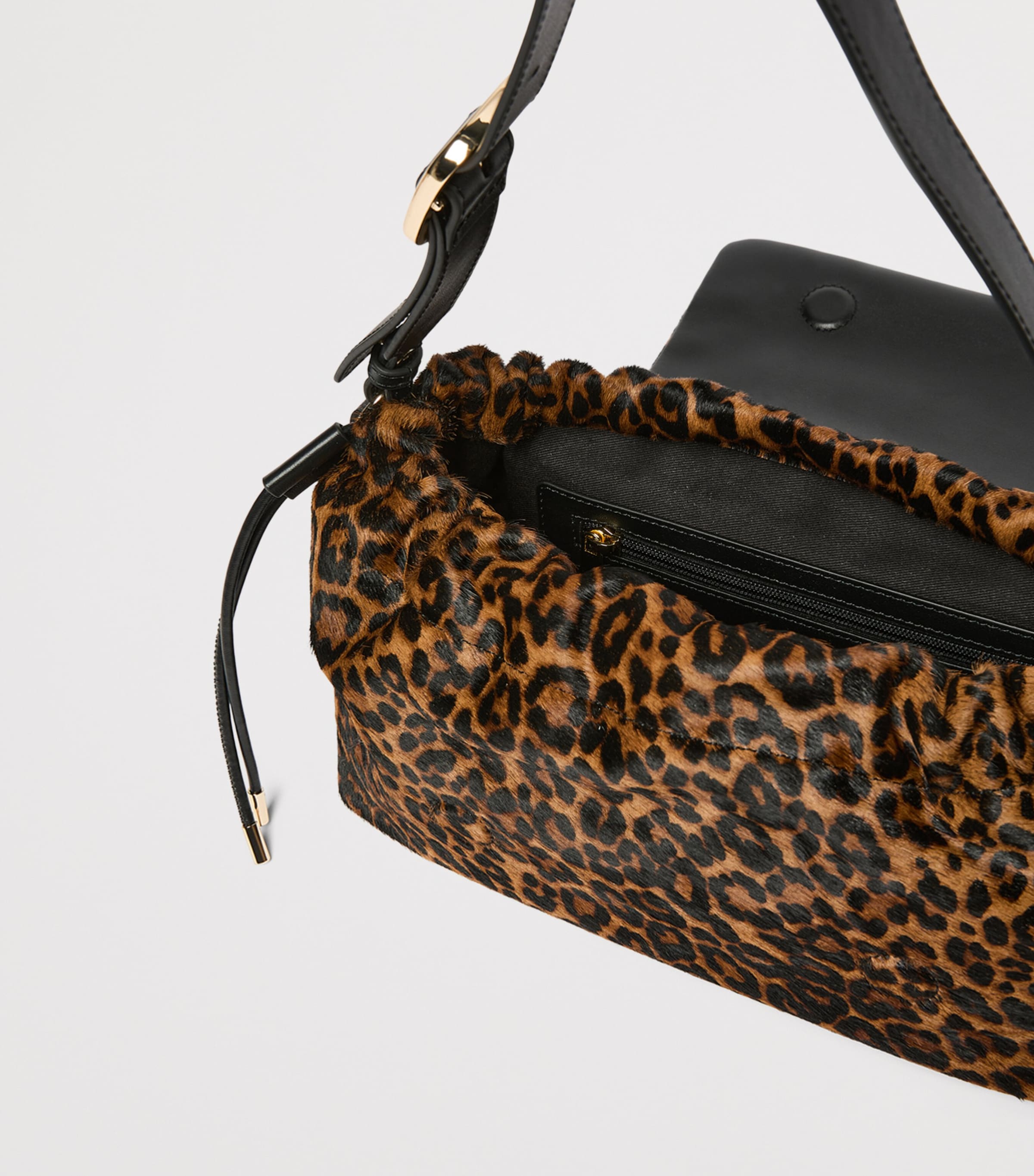 Marella Leather Leopard Print Shoulder Bag Tobacco Image 4