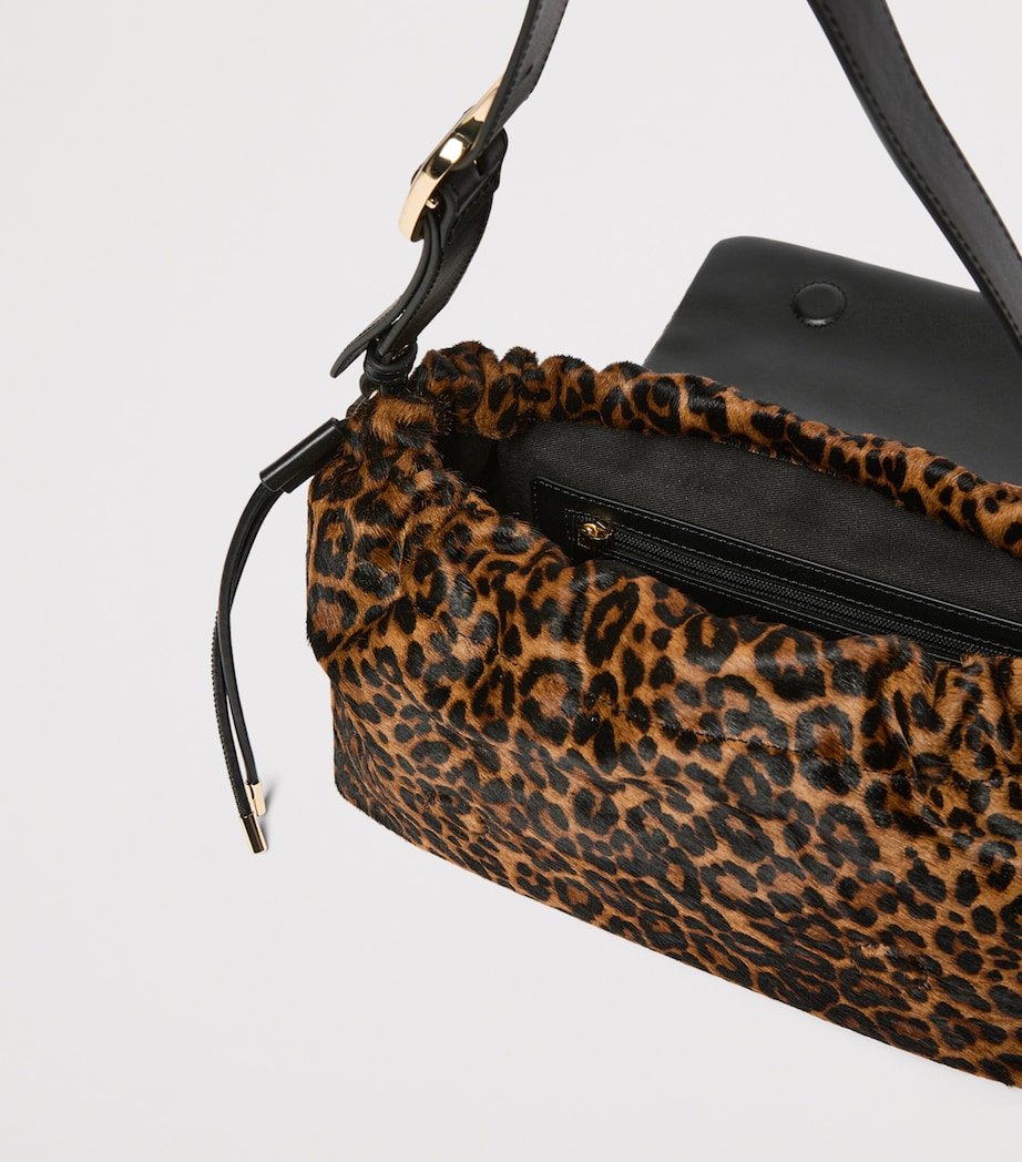 Marella Leather Leopard Print Shoulder Bag Tobacco Image 4