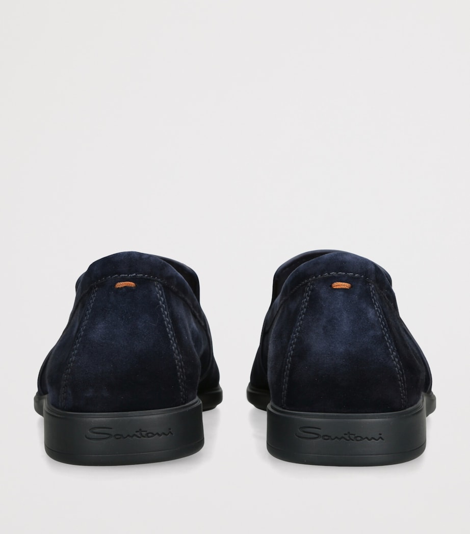 Santoni Suede Malibu Loafers Navy Image 2