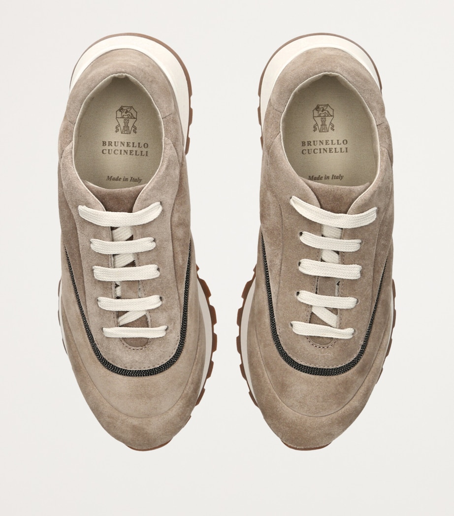 Brunello Cucinelli Suede Running Sneakers Bone Image 4