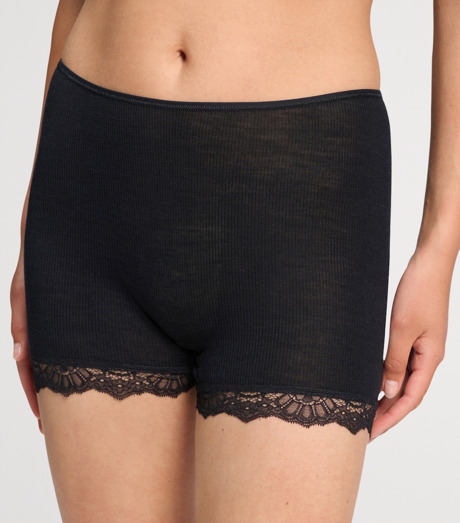 Hanro Womens Wool-Silk Boy Shorts Black Image 4