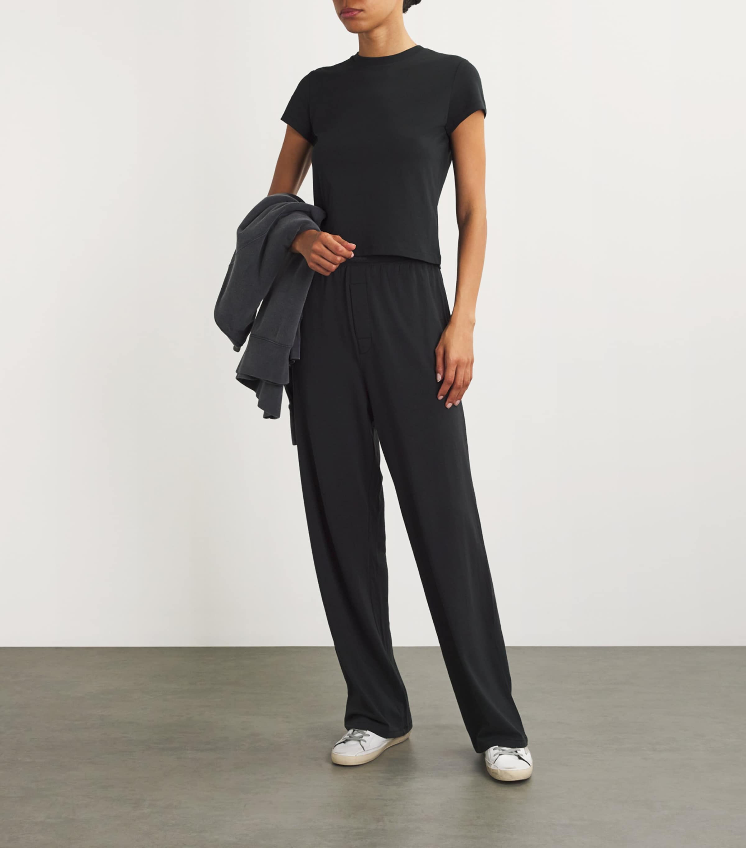 Cotton-Blend Shrunken T-Shirt ONYX Image 2