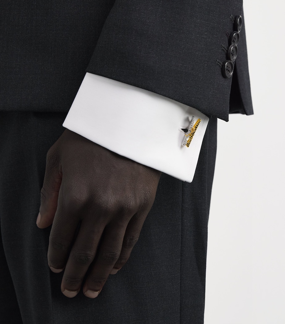 Sterling Silver, Spinel and Sapphire Mayfair Peg Cufflinks SILVER Image 2