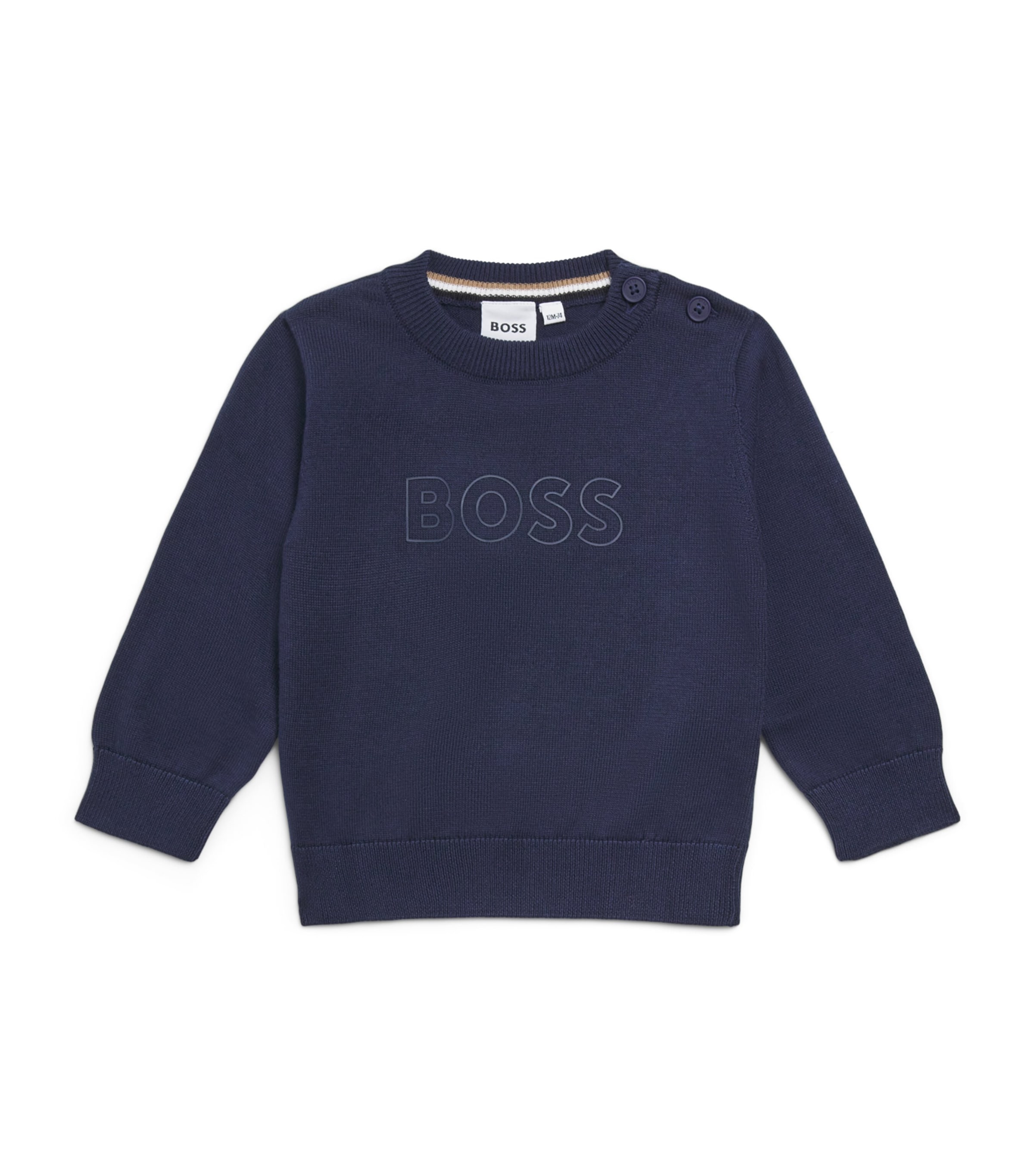 BOSS Kidswear Cotton Logo Sweater (3-36 Months) Navy Image 1