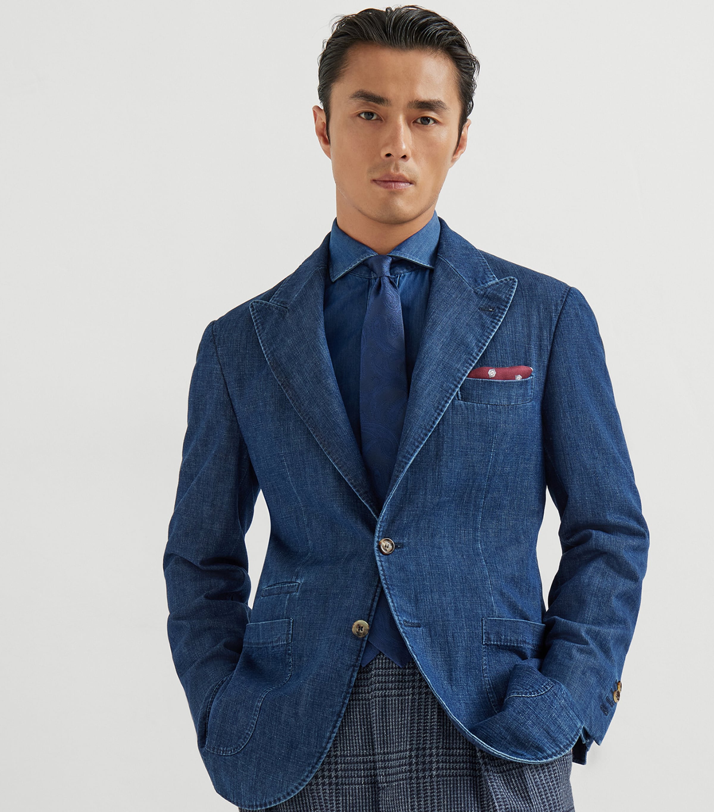 Denim Single-Breasted Blazer C1468 Image 3