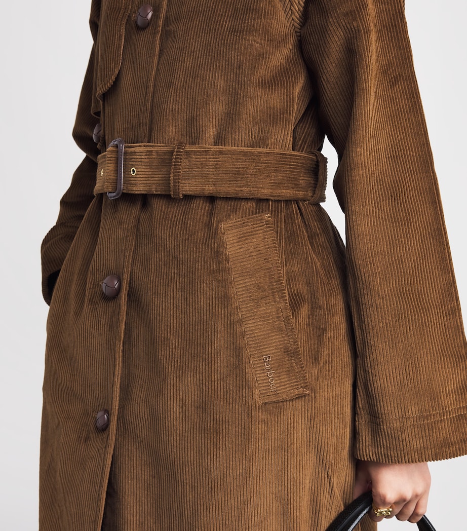 Barbour Womens Corduroy Antonella Trench Coat Tan/birchwood Dress Image 3