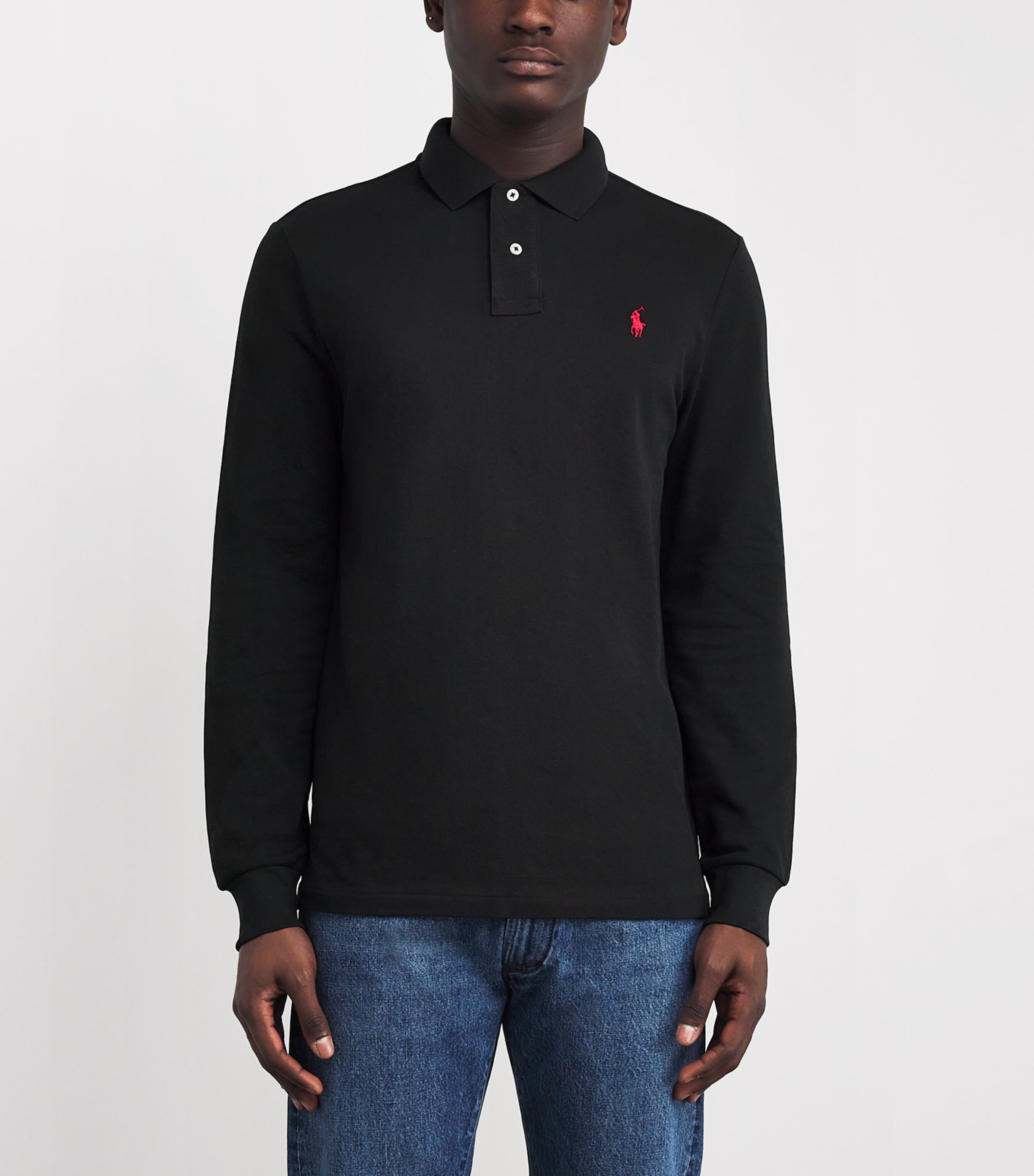 Polo Ralph Lauren Mens Polo Pony Long-Sleeved Polo Shirt Polo Black Image 3