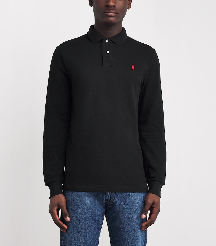 Polo Ralph Lauren Mens Polo Pony Long-Sleeved Polo Shirt Polo Black Image 3