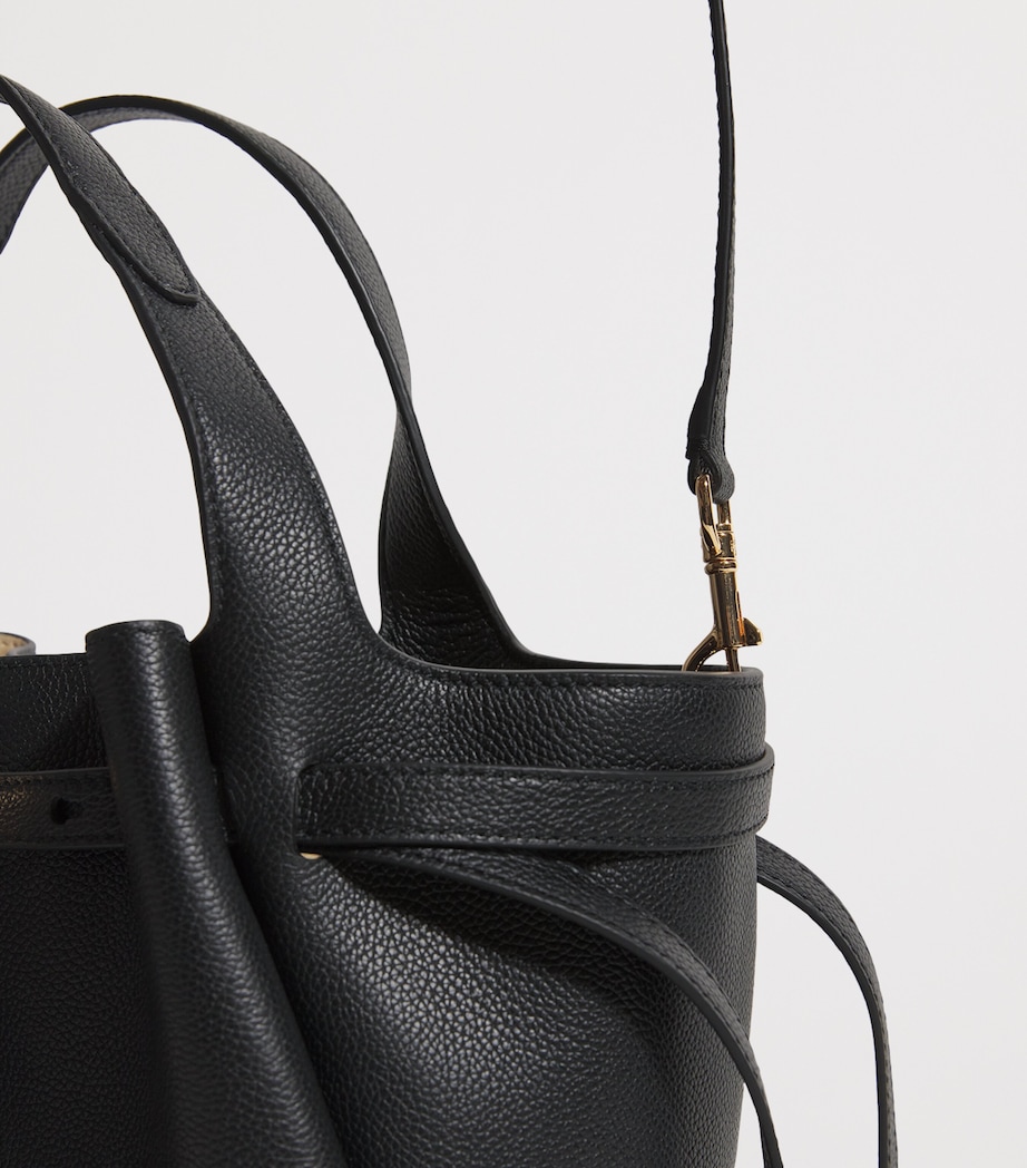 Small Leather Romy Tote Bag BLACK 001 Image 6