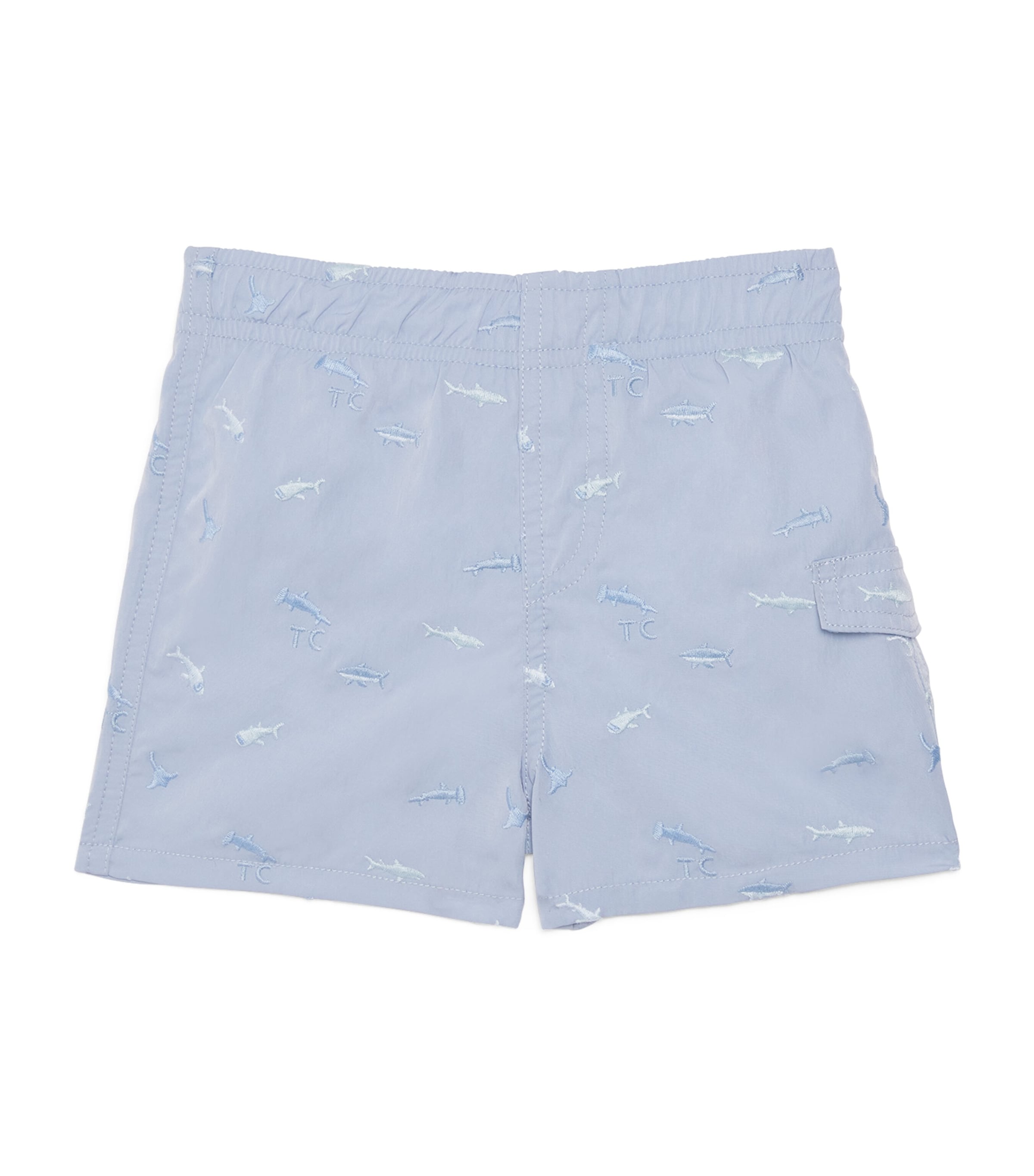 Tartine et Chocolat Shark Embroidered Swim Shorts (3-36 Months) Bleu Lavï¿½ Image 1