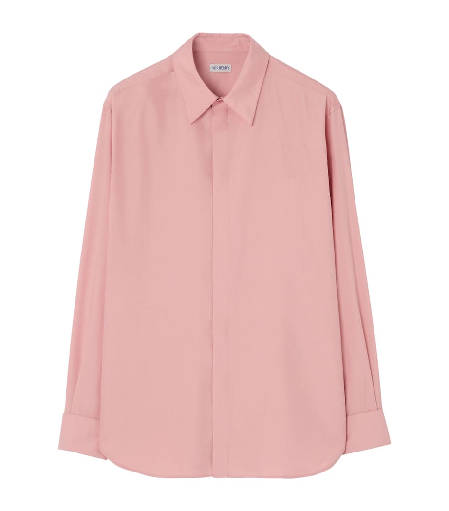 Burberry Mens Silk Relaxed Shirt Begonia Pink Image 1
