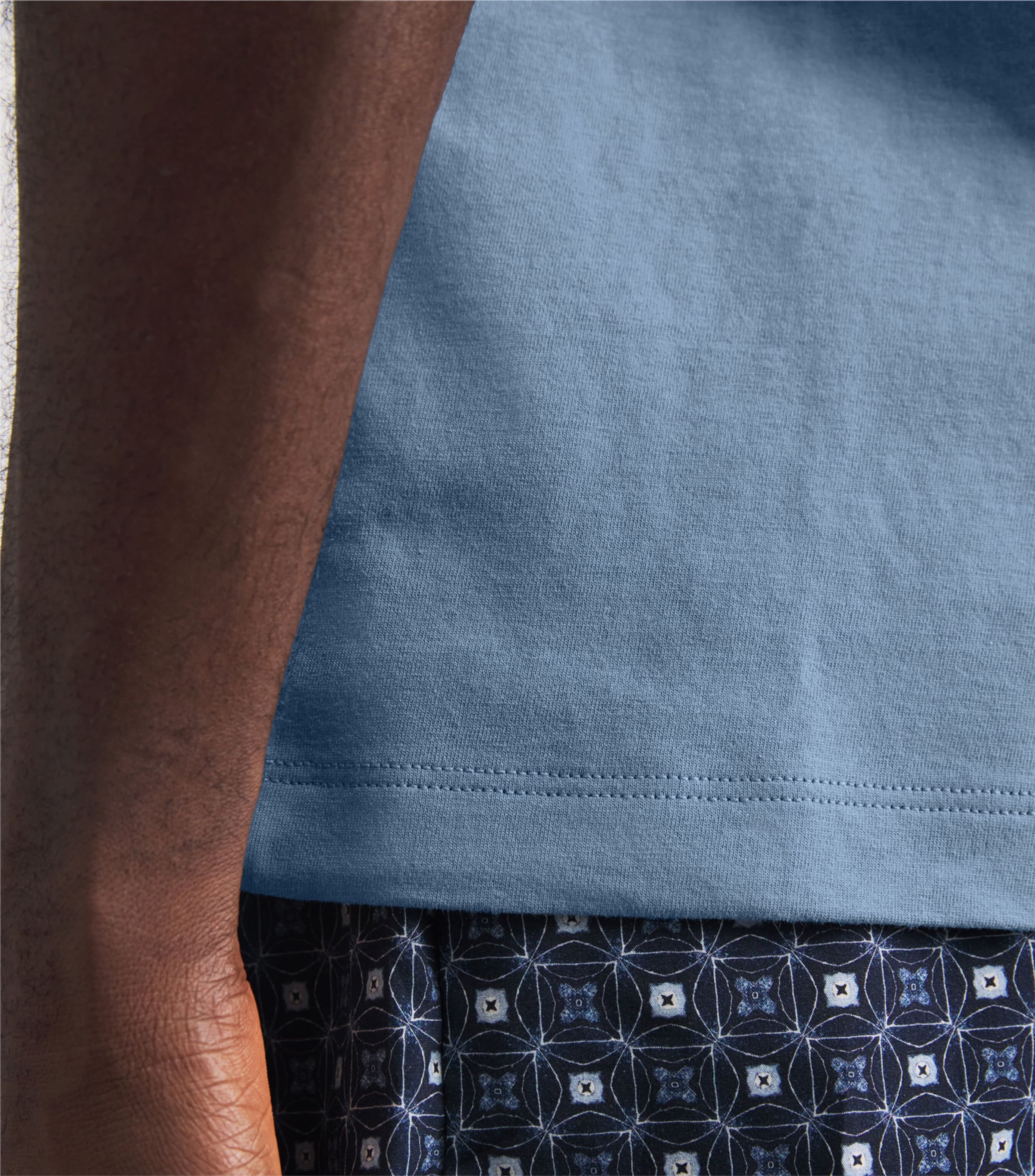 Hanro Mens Cotton Living Crew-Neck T-Shirt Retro Blue Image 3