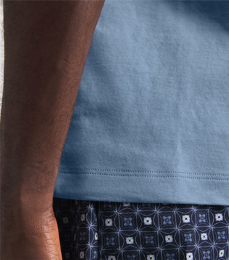 Hanro Mens Cotton Living Crew-Neck T-Shirt Retro Blue Image 3