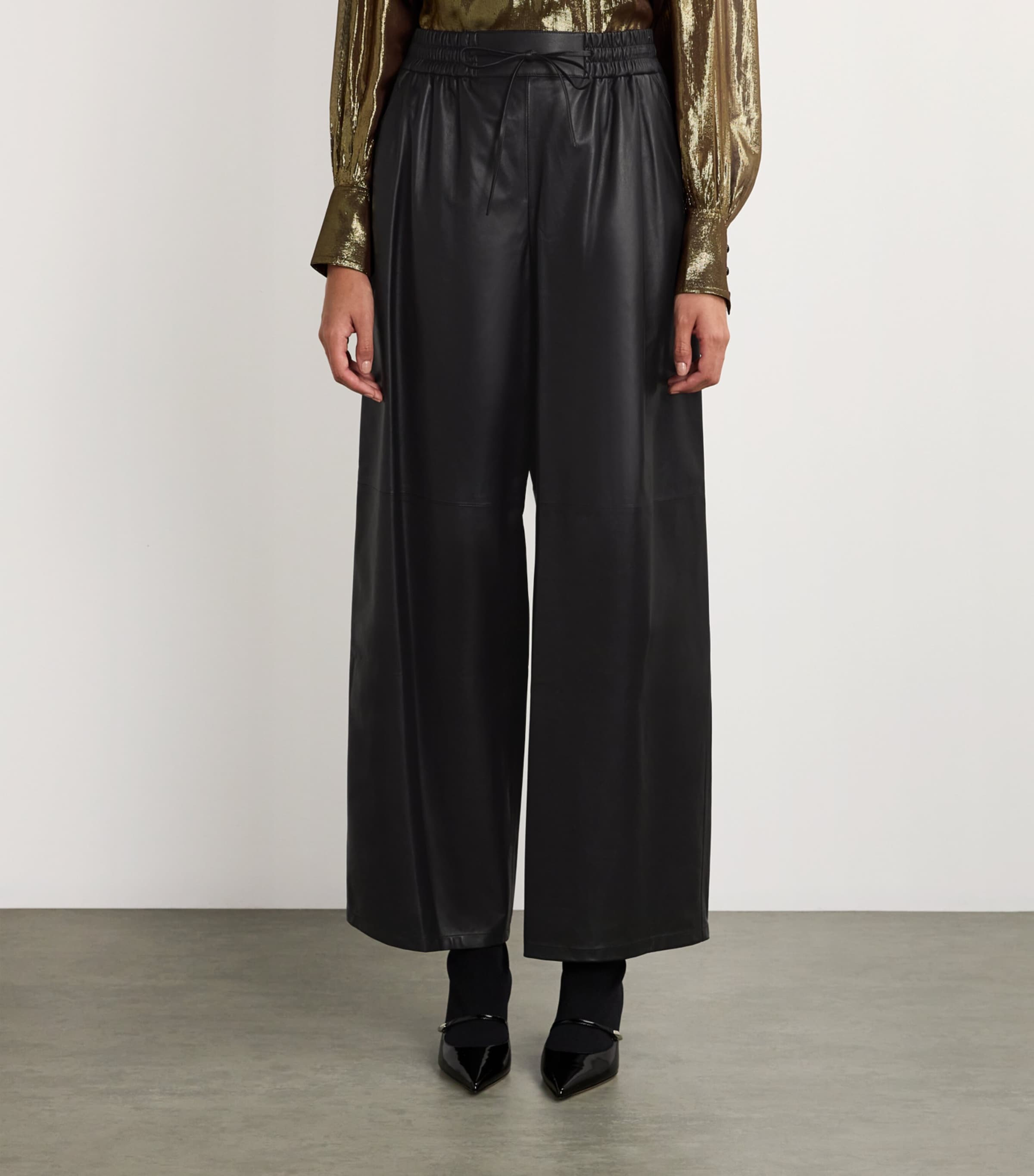 Lambskin Wide-Leg Trousers C99 Image 3