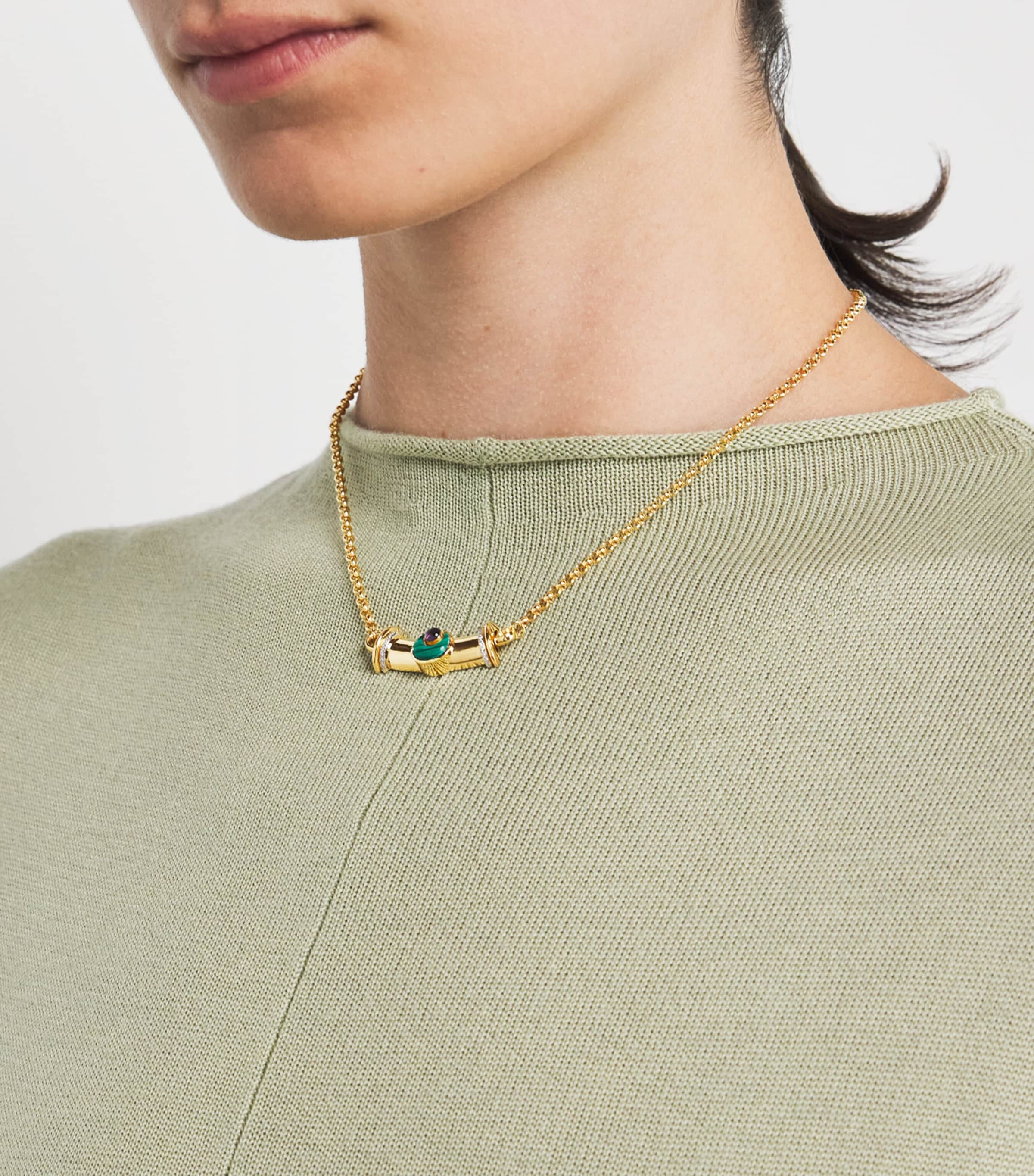 L'ATELIER NAWBAR Yellow Gold, Diamond and Mixed Stone Lot N*91 Warrior Moon Necklace Yellow Gold Image 2