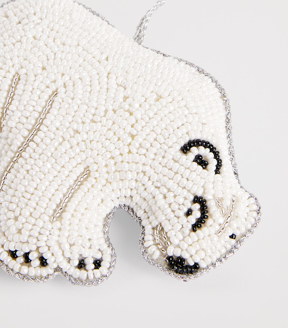 Beaded Polar Bear Tree Decoration WHITE Image 2