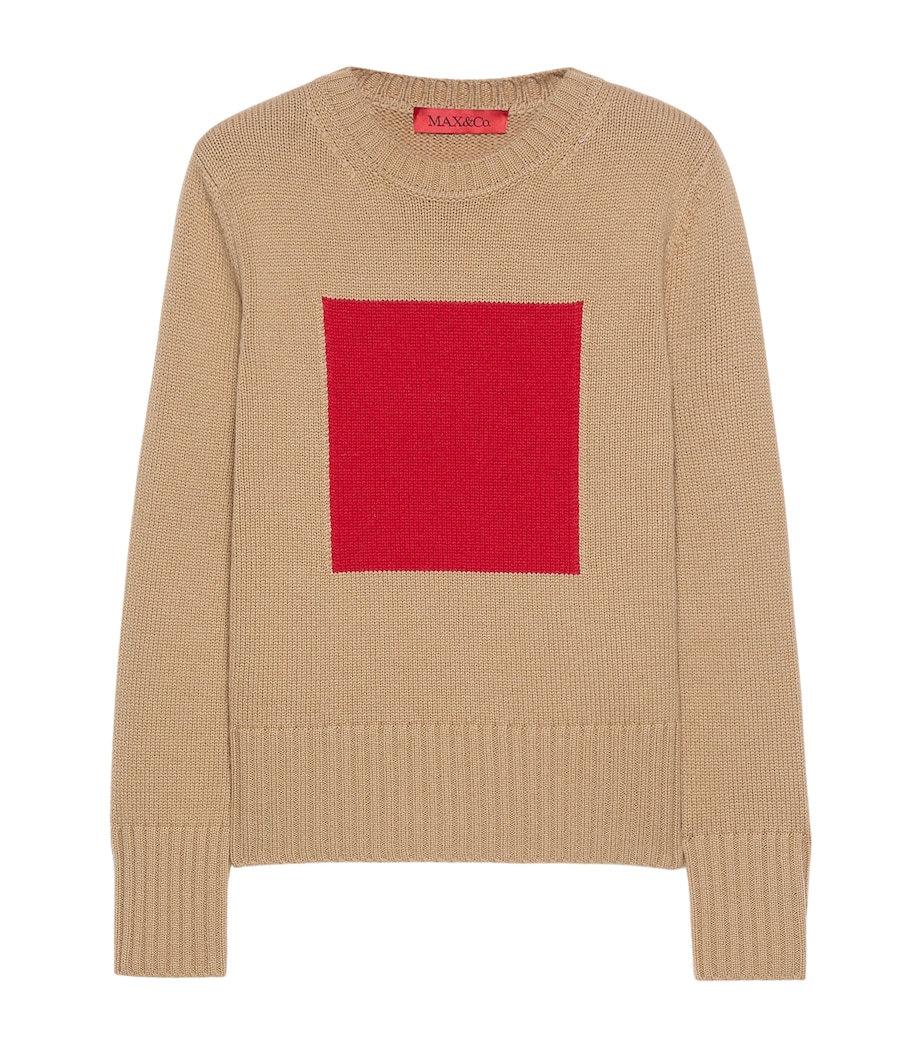 MAX&Co. Womens Wool-Cashmere Square Sweater Camel Image 1