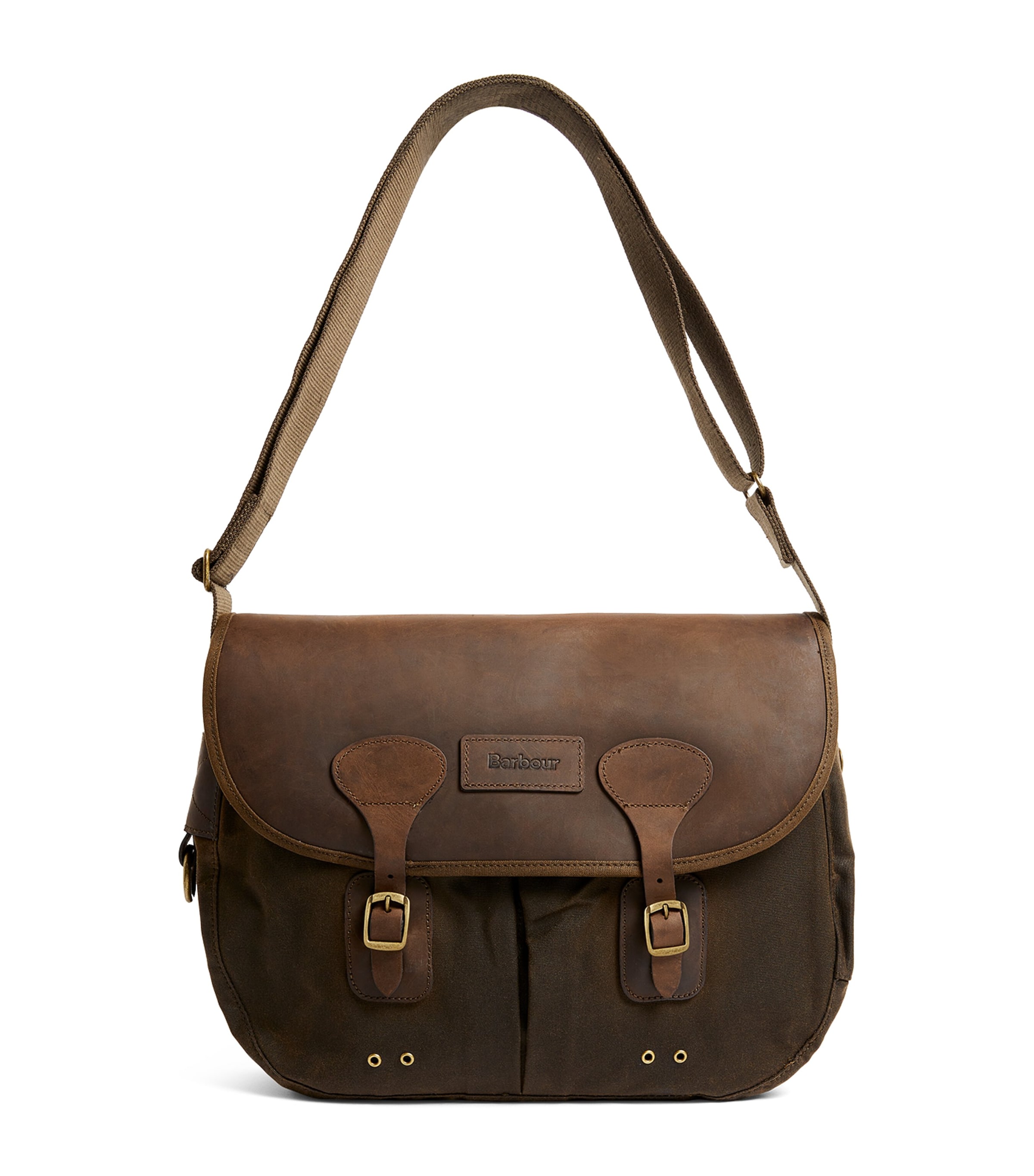 Shop Barbour Waxed Tarras Messenger Bag In Green