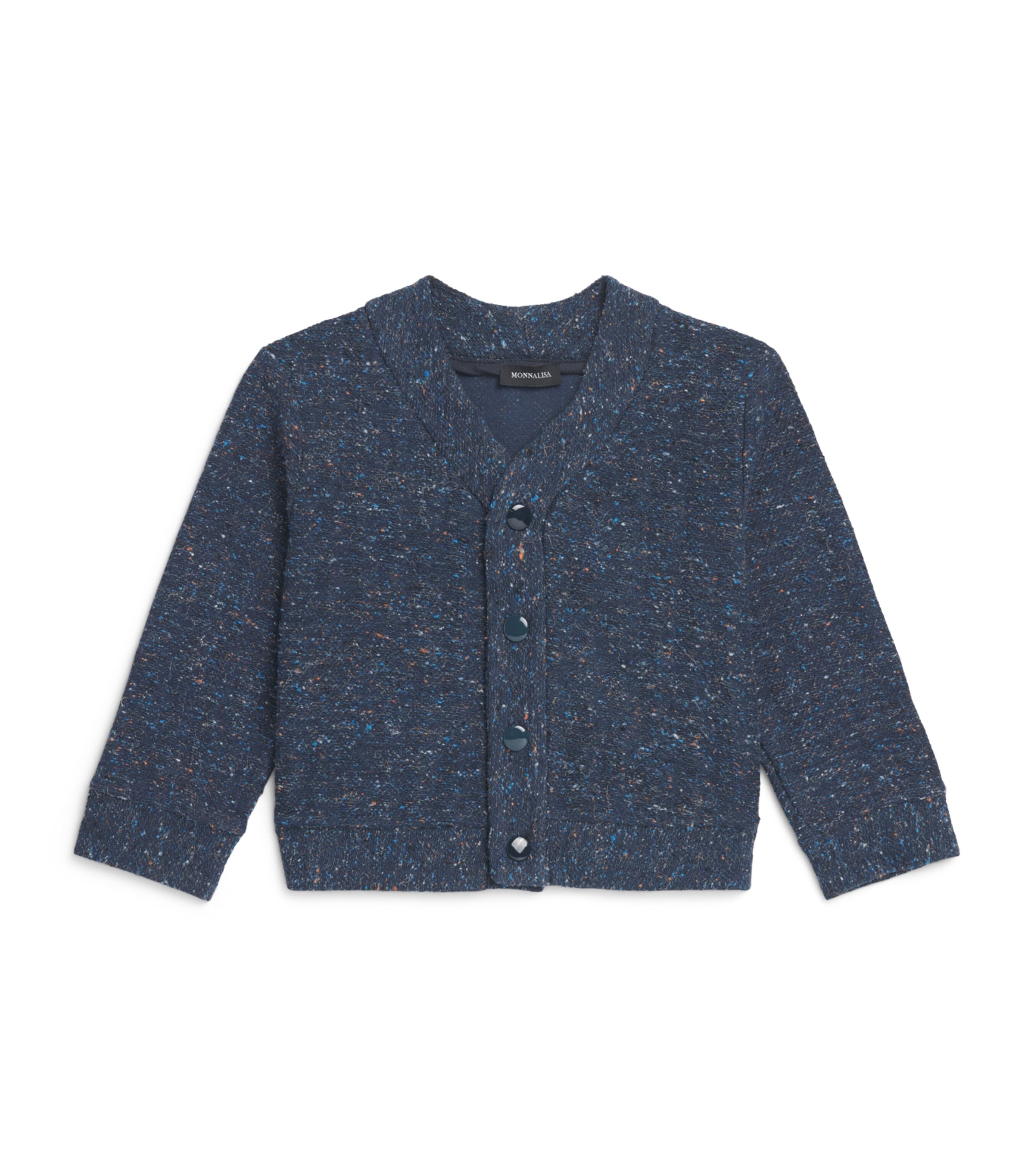 Monnalisa Cotton-Blend Button Cardigan (6 Months - 6 Years) Blu+multicolor Image 1