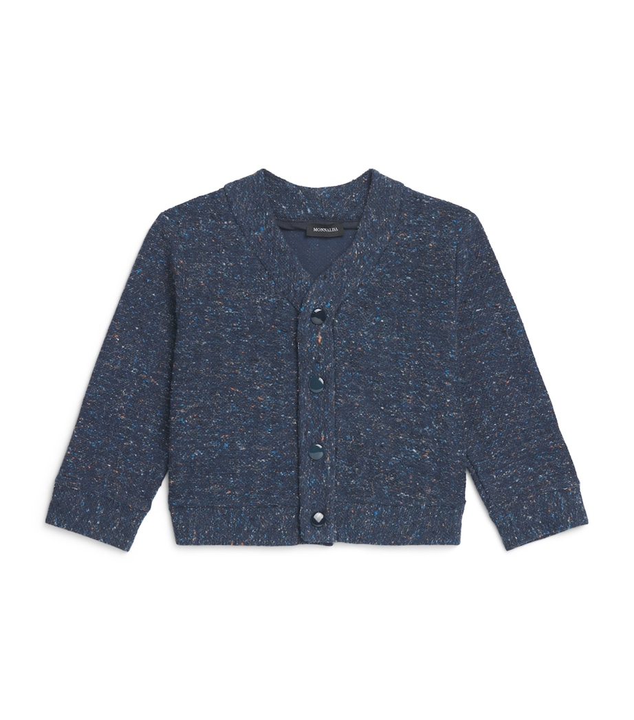 Monnalisa Cotton-Blend Button Cardigan (6 Months - 6 Years) Blu+multicolor Image 1