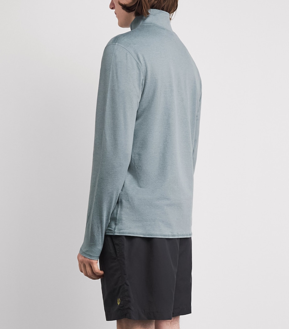 VUORI Mens Ponto Quarter-Zip Sweatshirt Hyb Misty Blu Heathr Image 5
