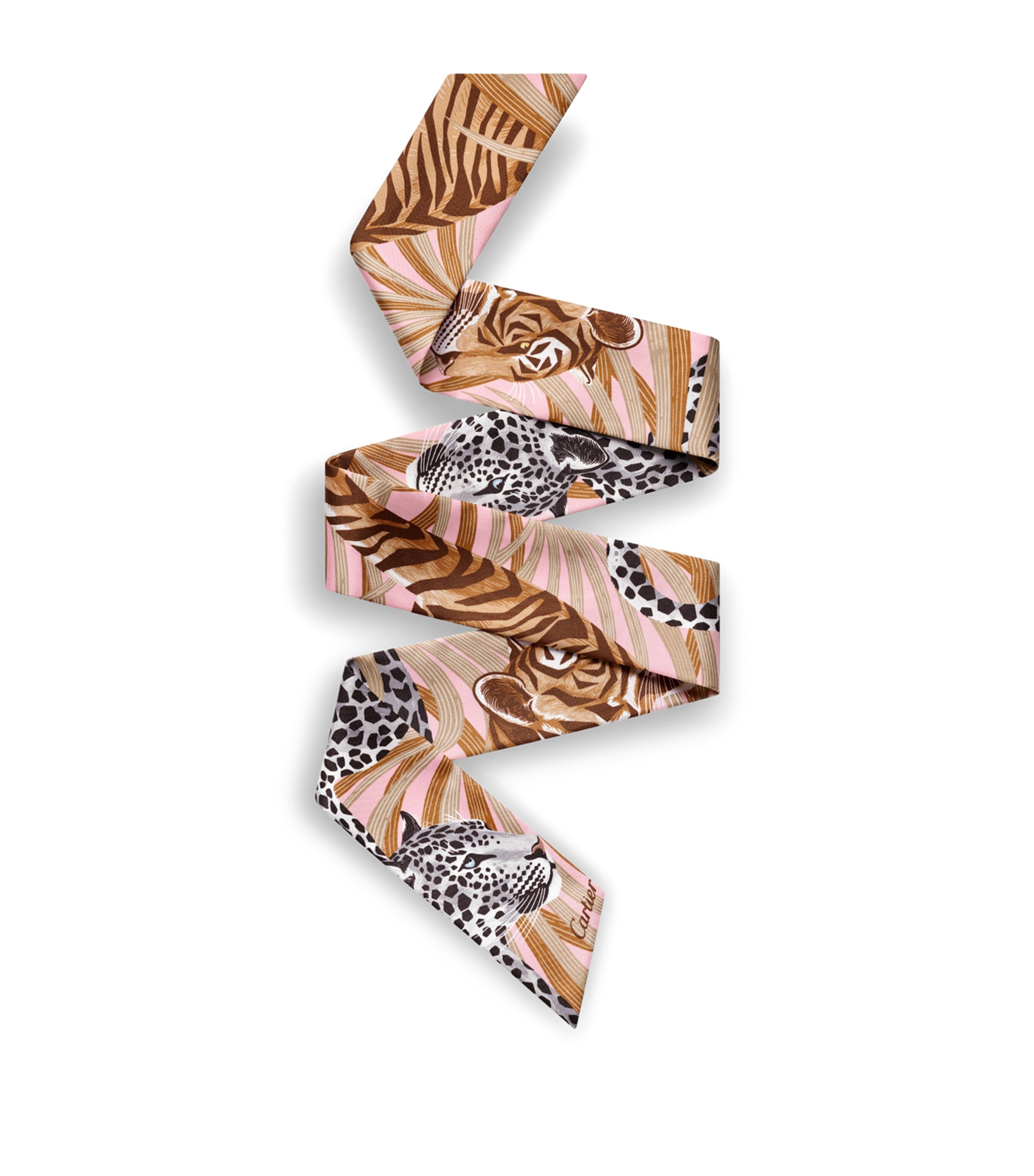 Cartier Silk Panthère and Tigre Scarf Pink Image 1