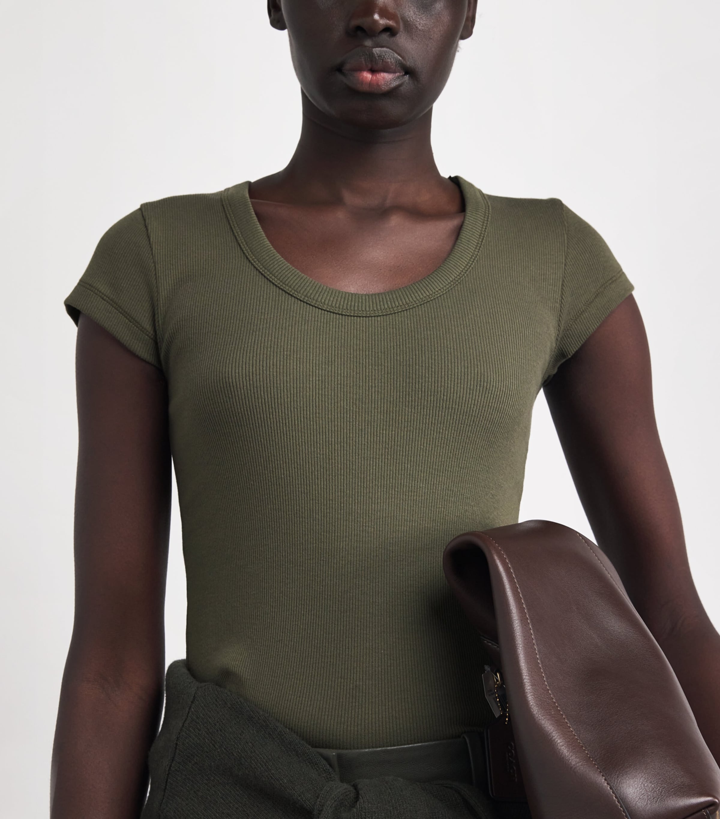 Stretch-Cotton Ribbed Saba Top PALM LEAF Image 6