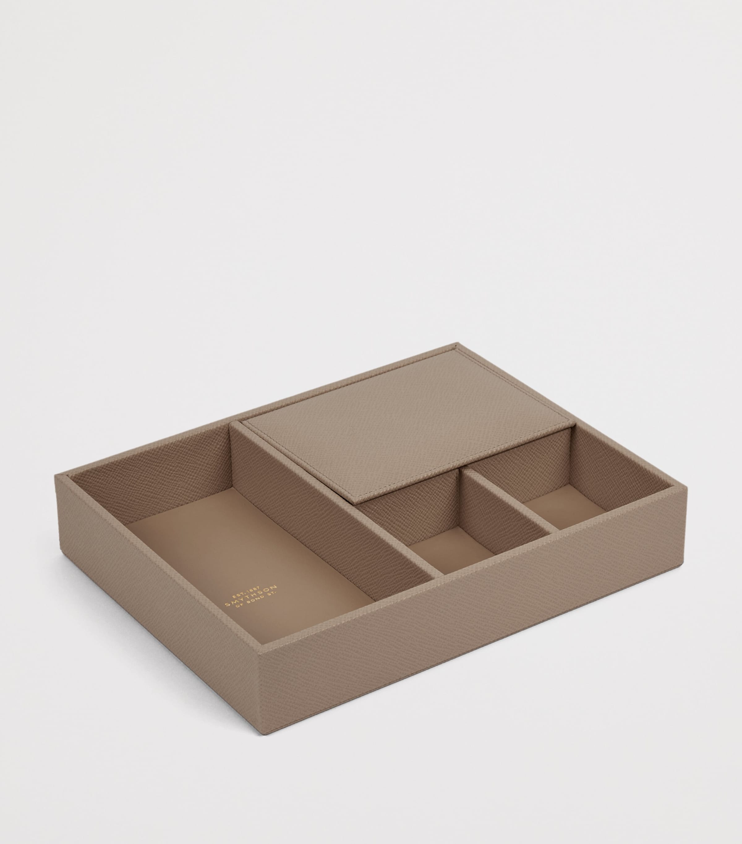 Smythson Panama Leather Valet Tray Sdstone Image 3