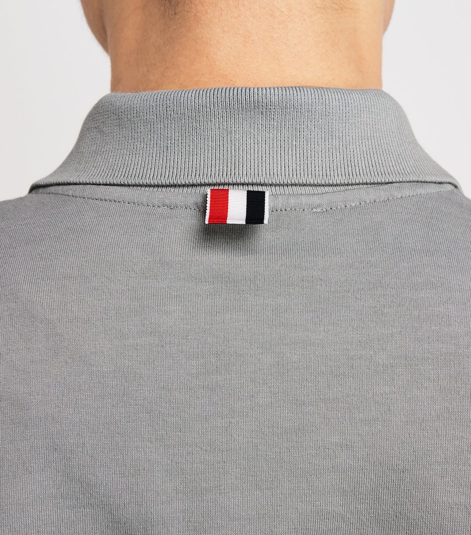Thom Browne Mens Cotton 4-Bar Polo Shirt Lt Grey Image 3