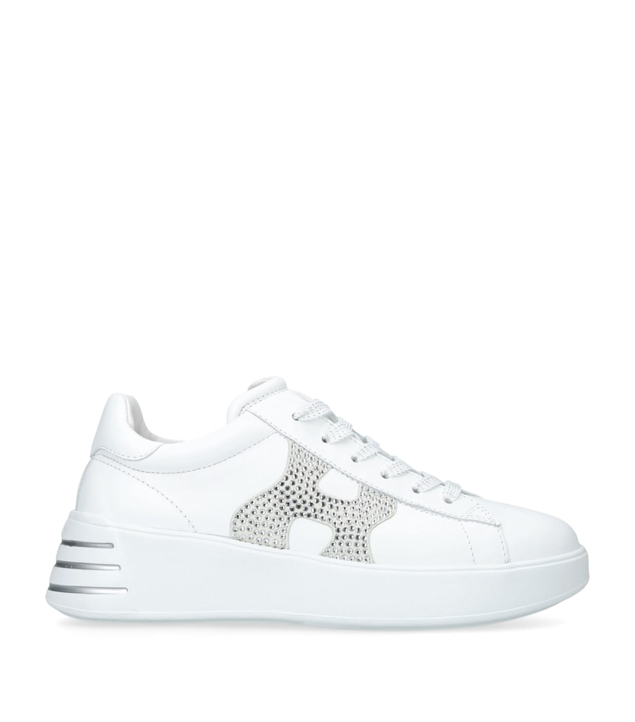 Leather Rebel Crystal-Embellished Sneakers WHITE Image 1