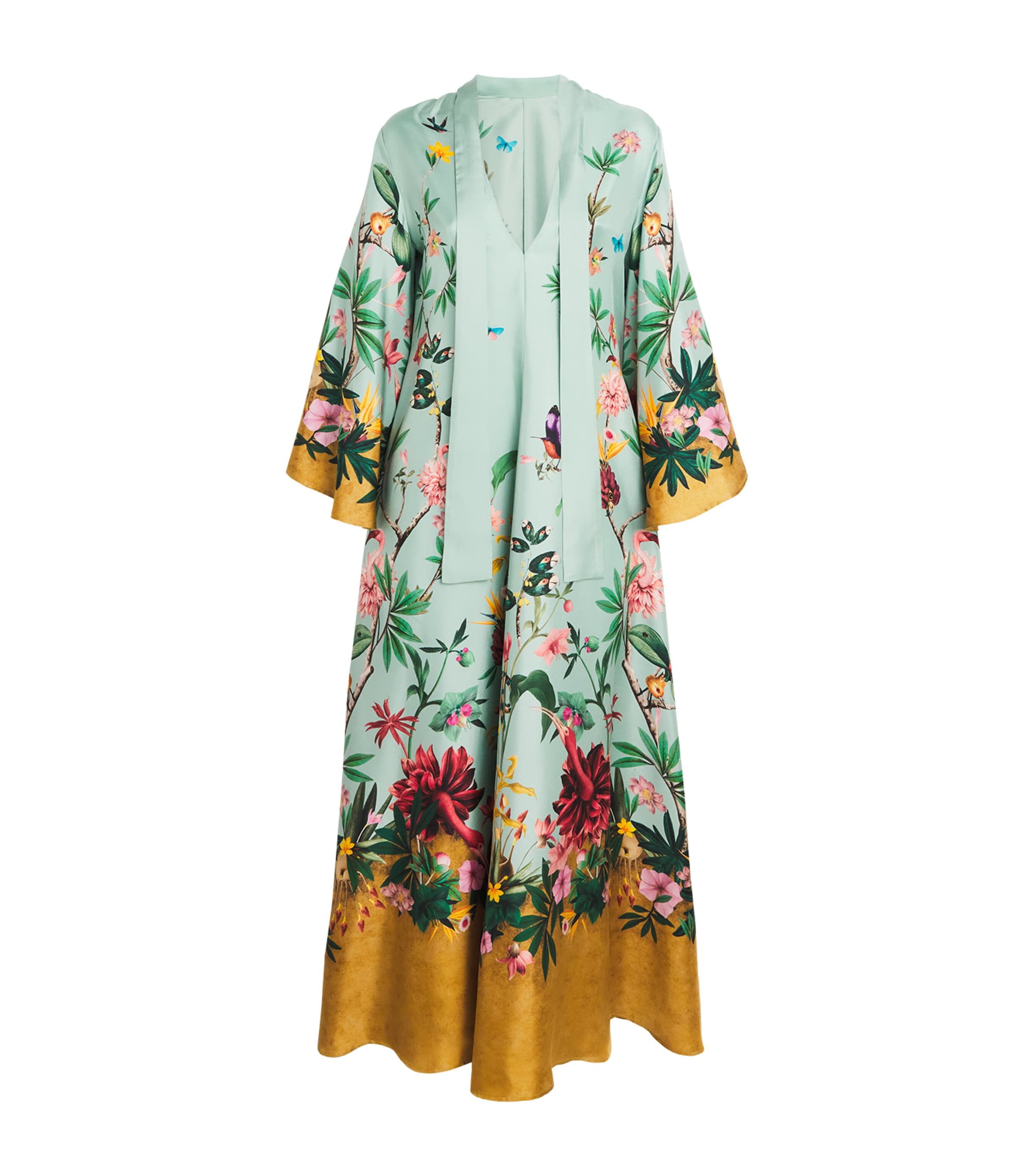 La Doublej Silk Floral Magnifico Maxi Dress In Green