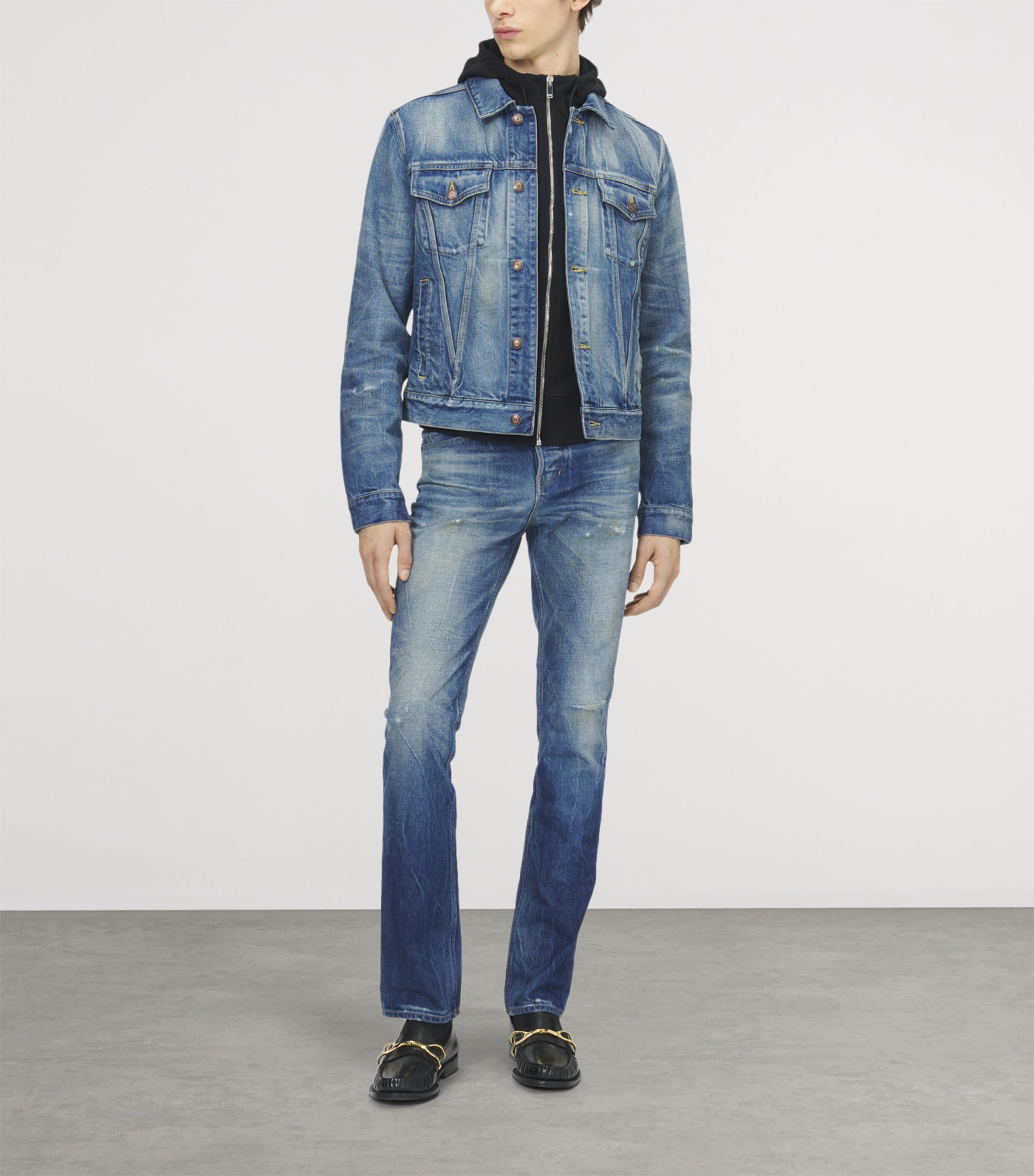McQueen Mens Distressed Slim Jeans Image 2