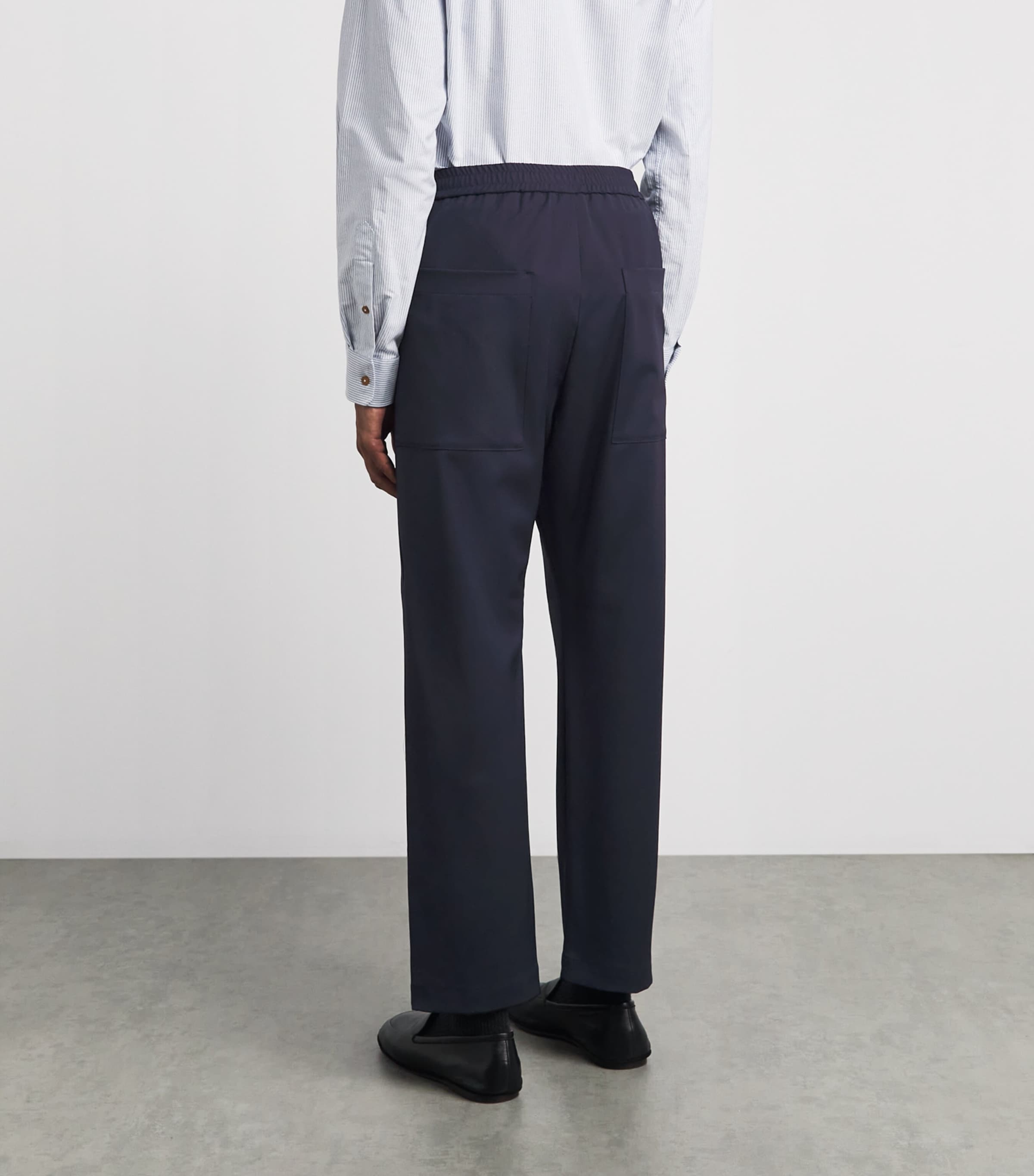 Barena Mens Wool-Blend Drawstring Straight Trousers Navy Image 5