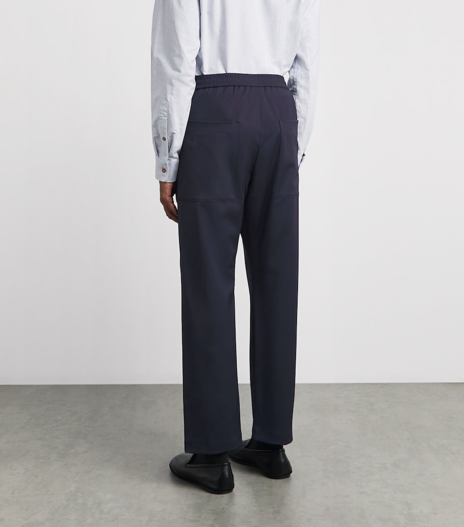 Barena Mens Wool-Blend Drawstring Straight Trousers Navy Image 5