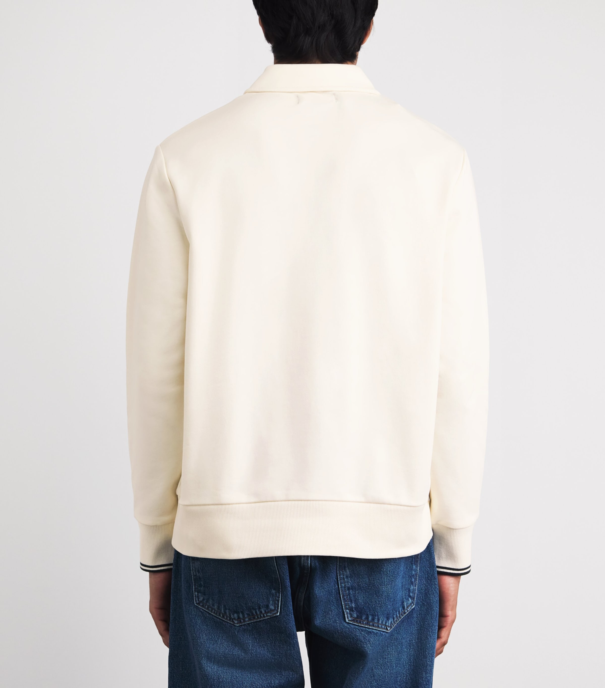 Fred Perry Mens Cotton Half-Zip Sweatshirt Ecru Image 5