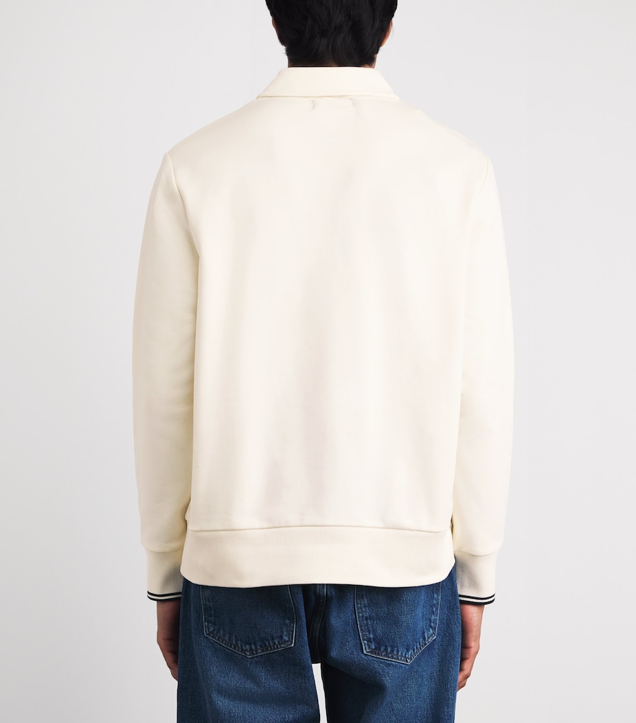 Fred Perry Mens Cotton Half-Zip Sweatshirt Ecru Image 5