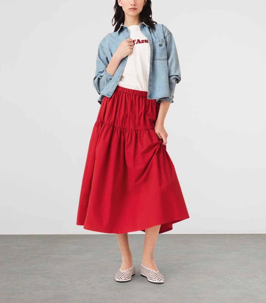 Maje Womens Gathered Maxi Skirt Red Image 2