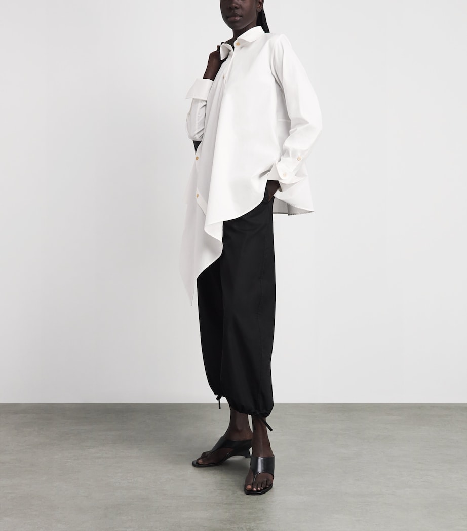 Palmer//Harding Womens Cotton Deconstructed Asymmetric Sonder Shirt Wht Whte Cttn Poplin Image 2