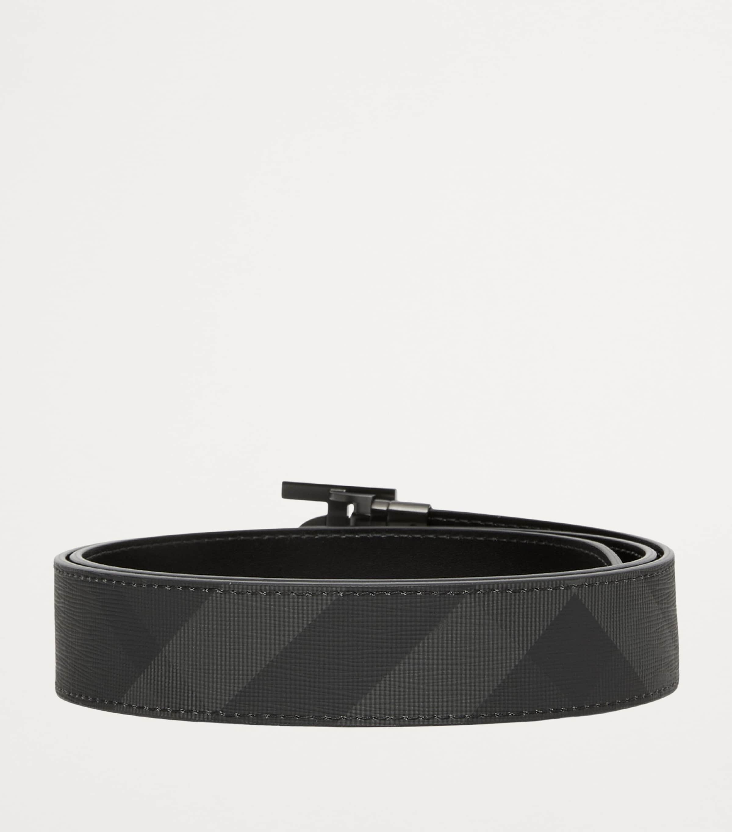 Leather Check Reversible Belt CHARCOAL/GRAPHITE Image 6