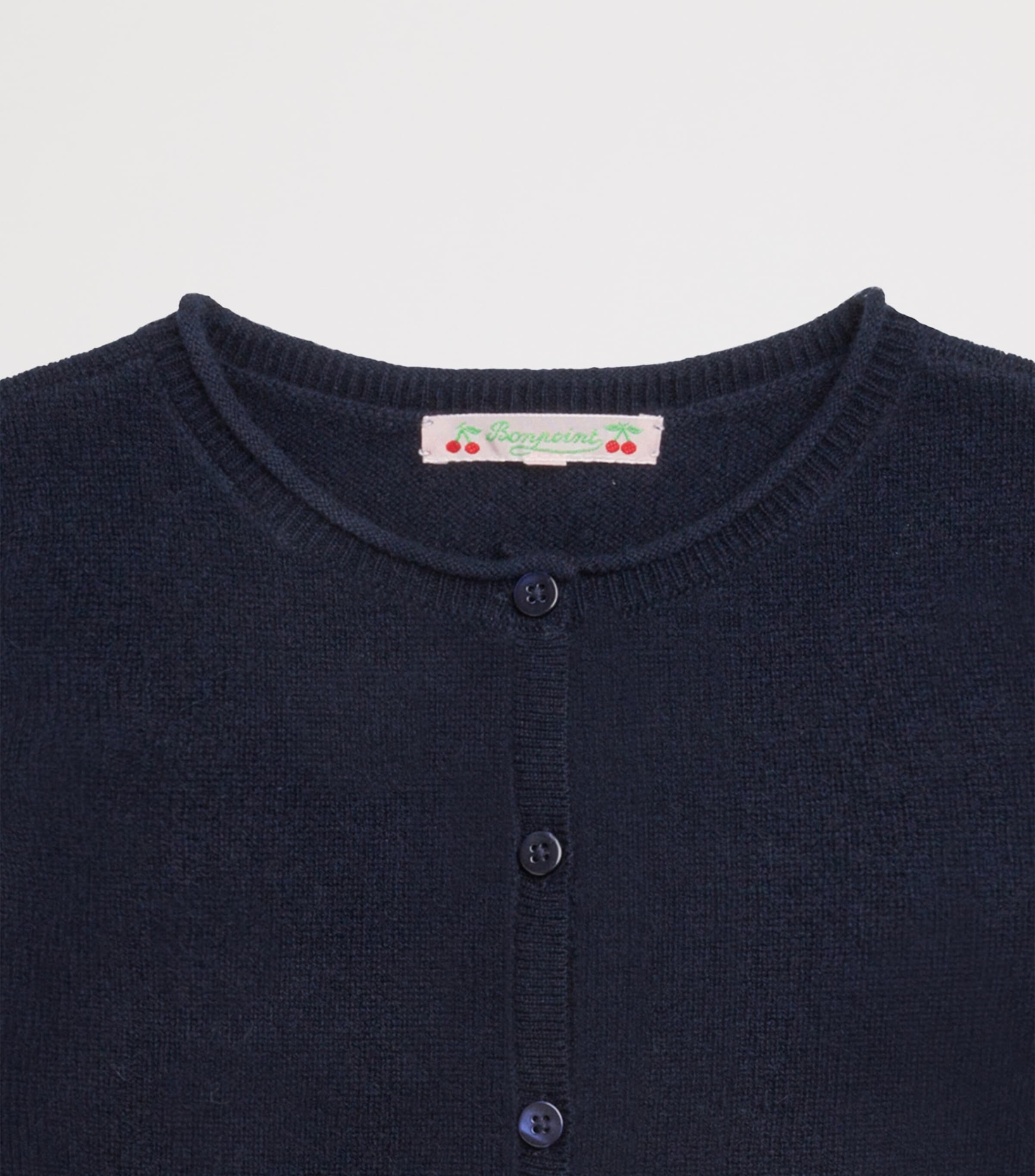 Bonpoint Wool Rolled-Hem Cardigan (4-8 Years) Upb Marine Image 3