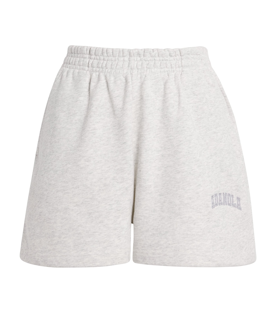 Organic Cotton Varsity Sweat Shorts LGHT GRY MLNGE/GREEN Image 1