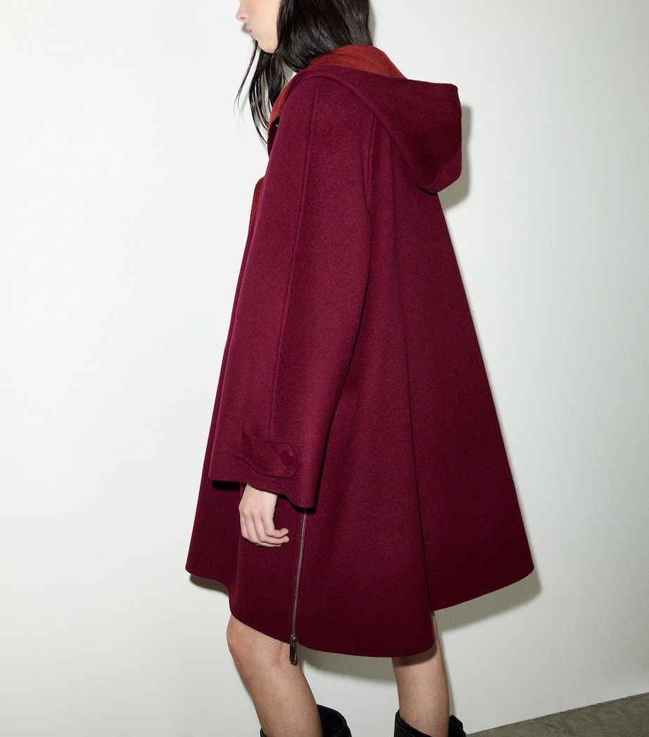MAX&Co. Womens Wool Hooded Coat Bordeaux Image 3