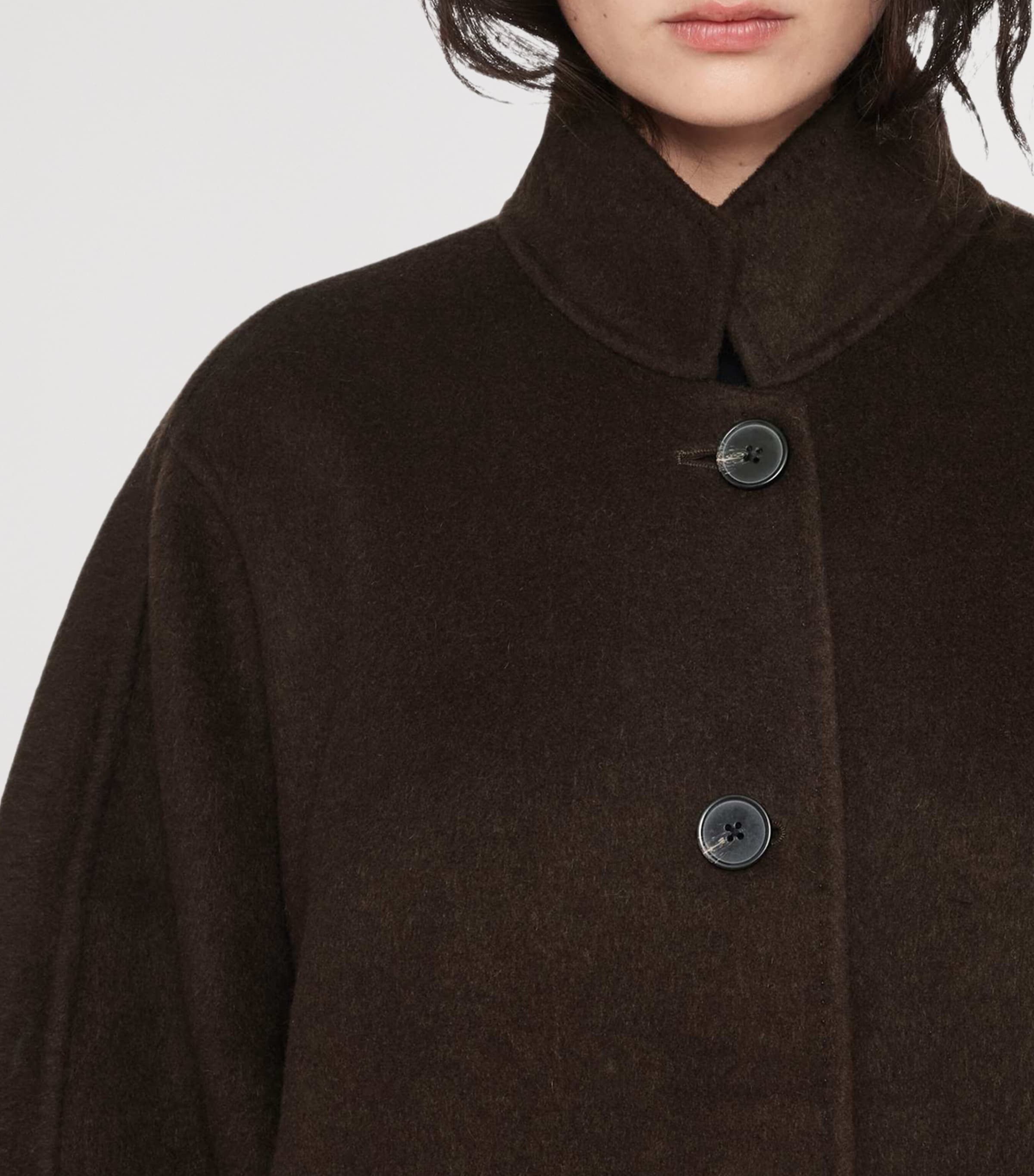 AllSaints Womens Wool-Blend Effie Coat Espresso Brown Image 4