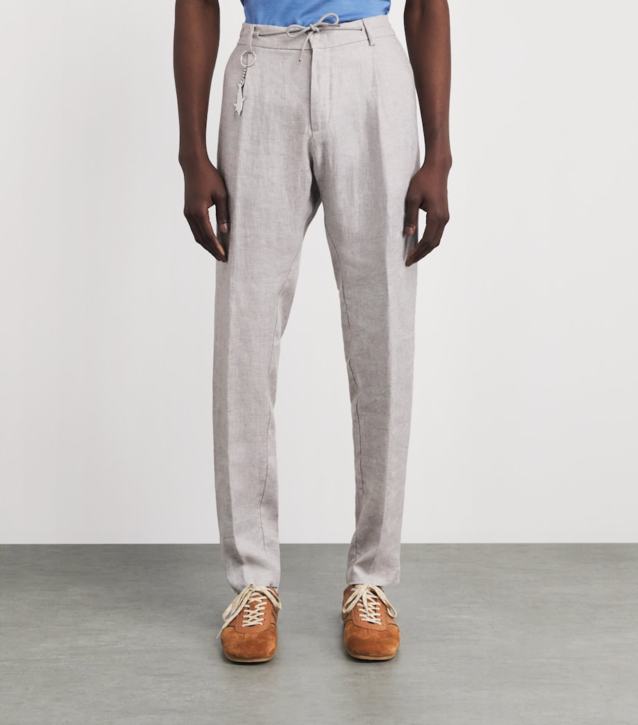 Paul & Shark Mens Linen Chino Trousers Medium Grey Image 4
