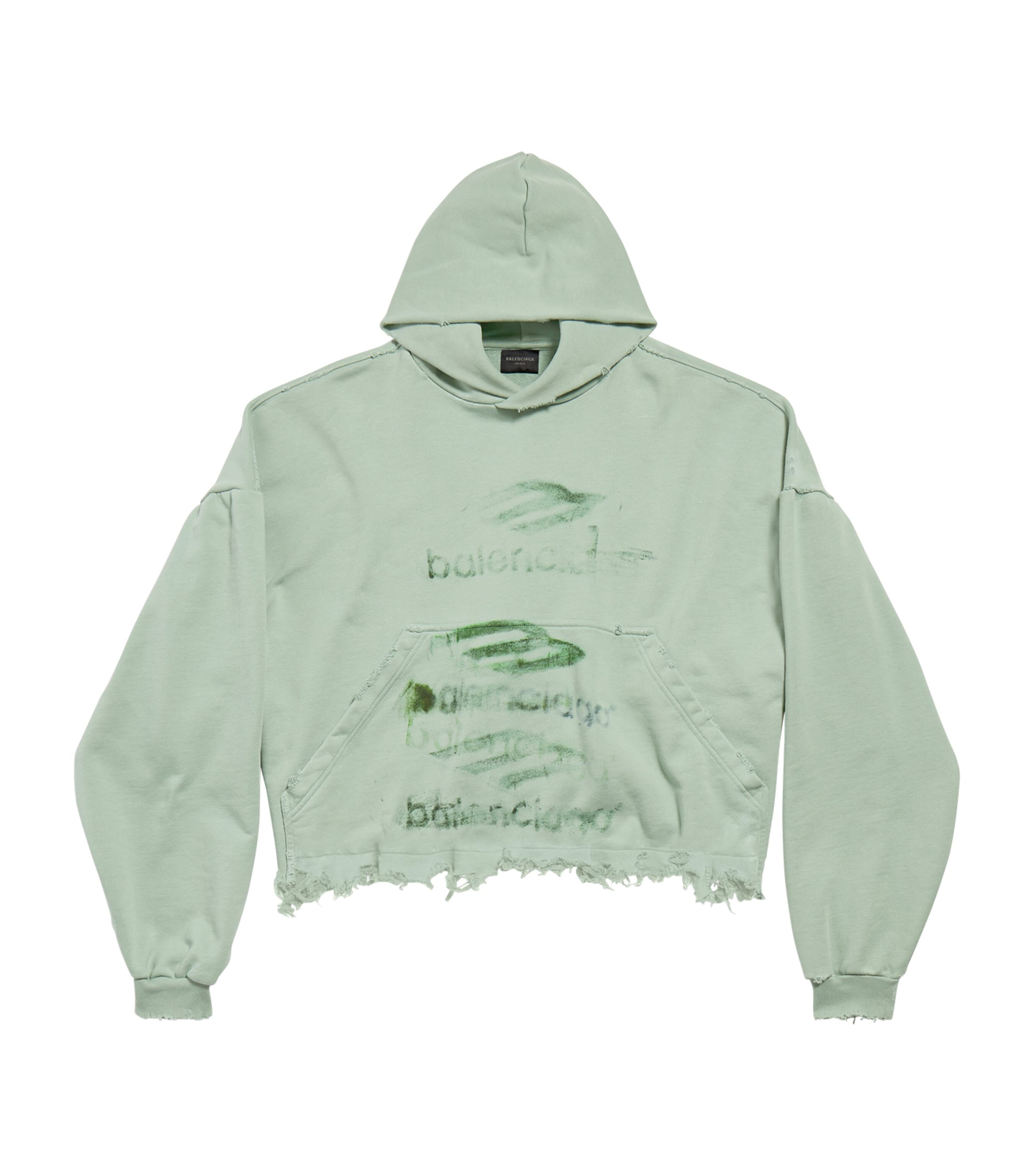 Balenciaga Womens Cotton Cropped Graphic Hoodie Image 1