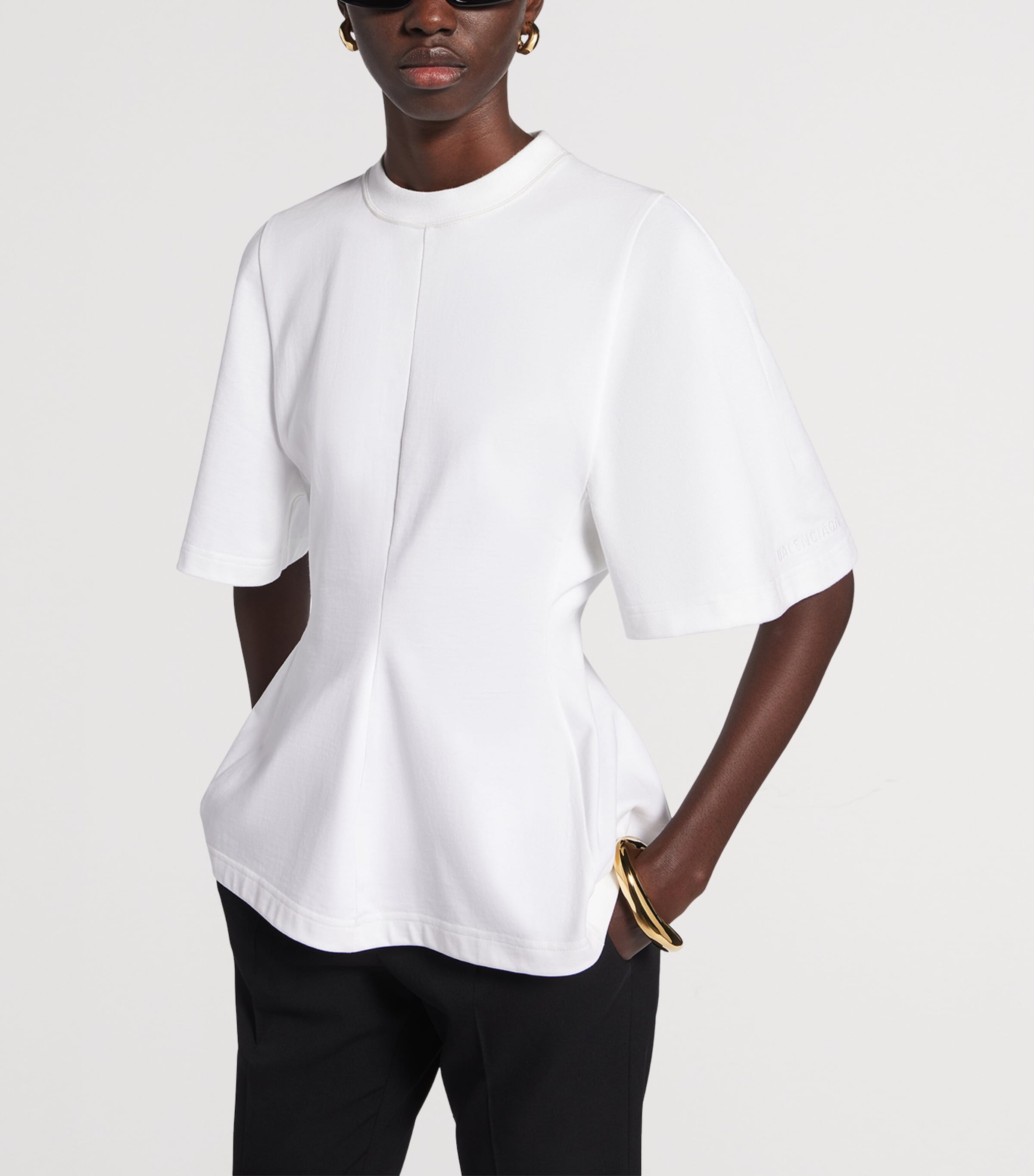 Balenciaga Womens Cotton Shaped T-Shirt Image 5