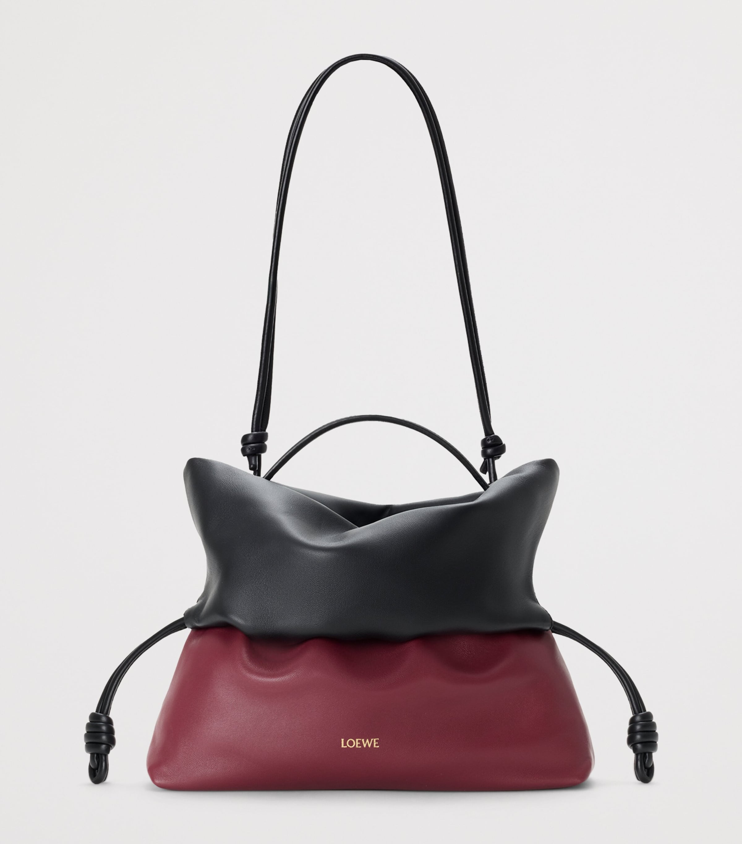 LOEWE Leather Flamenco Rolled Top-Handle Bag Black/copper Red Image 5
