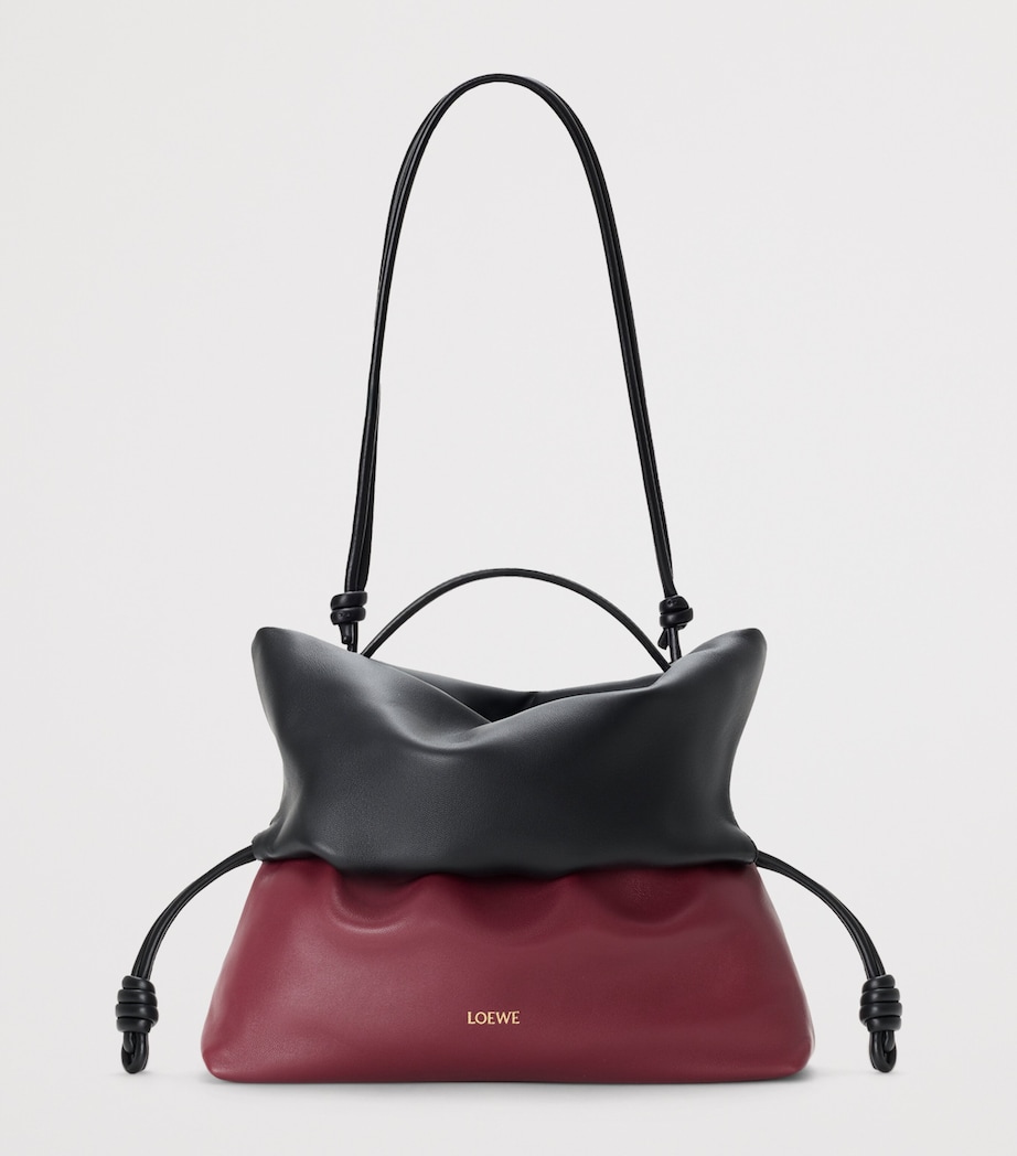 LOEWE Leather Flamenco Rolled Top-Handle Bag Black/copper Red Image 5